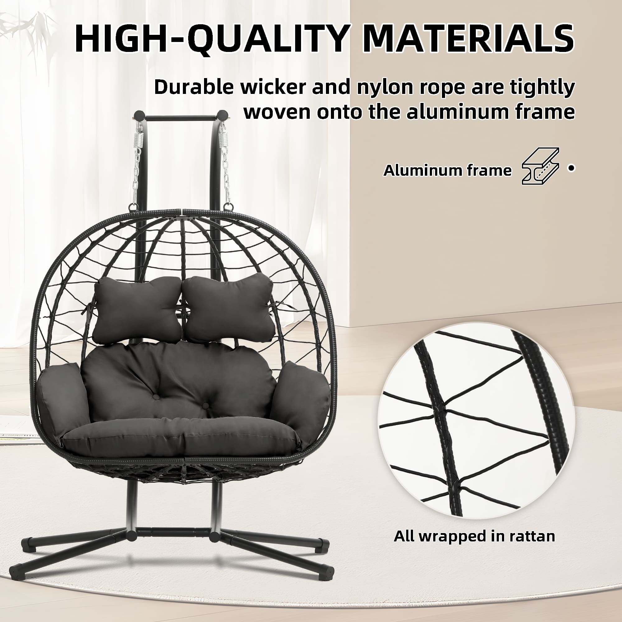 LHBcraft Side Profile of Esmlada Double Egg Chair Showcasing