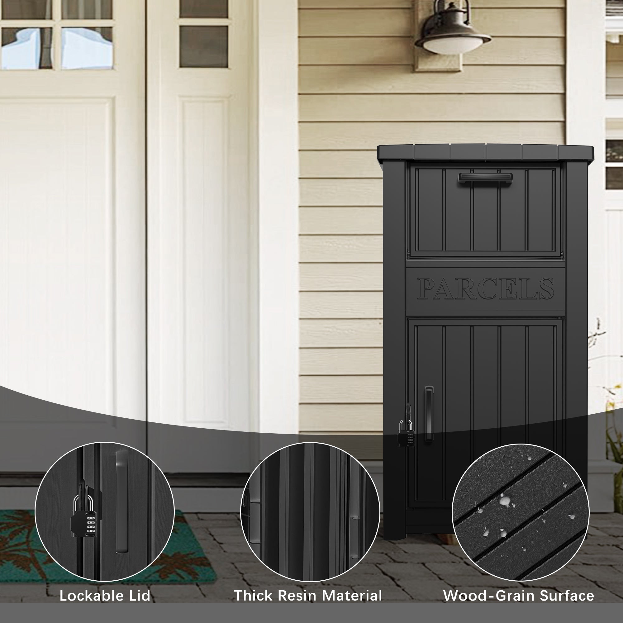 LHBcraft Lockable Resin Package Drop Box – Front View