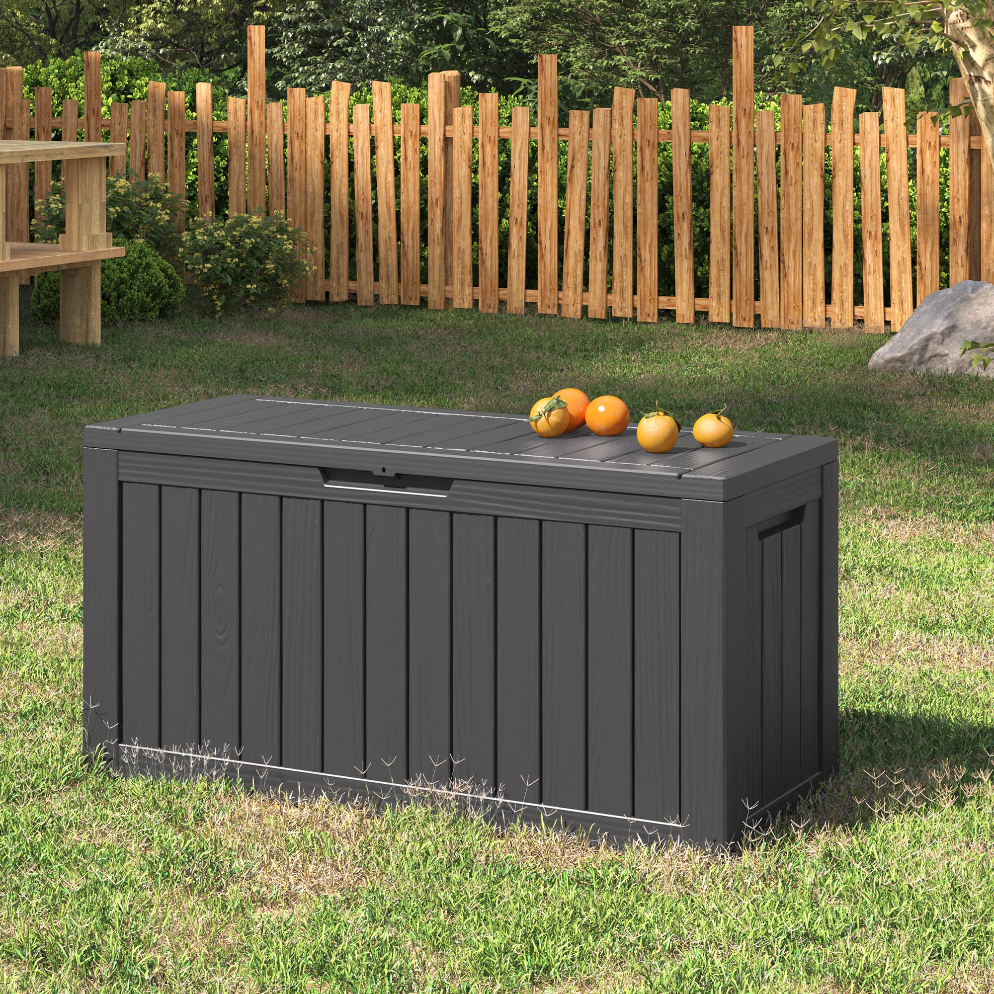 LHBcraft 72-Gallon Resin Deck Box with Closed Lid