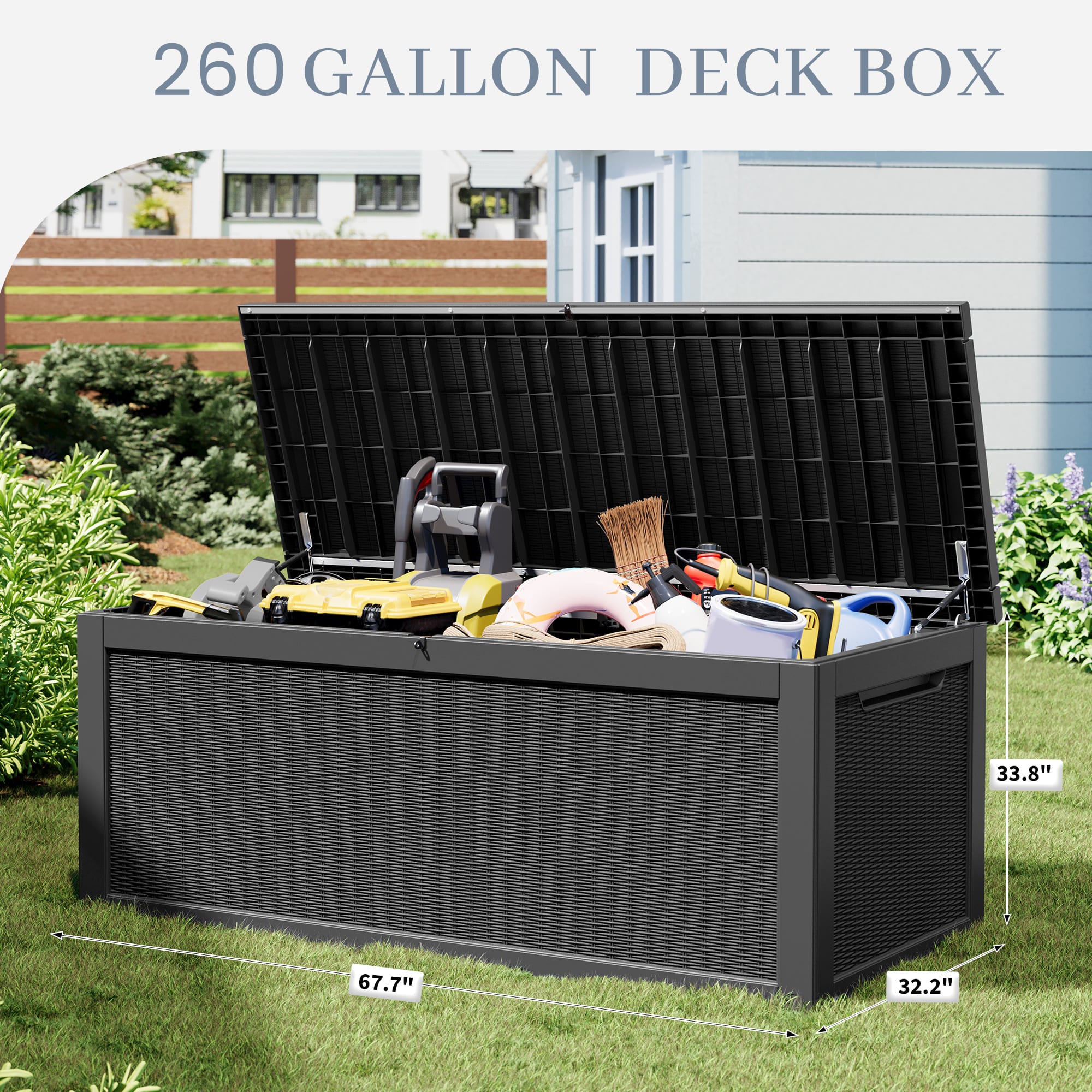 260 Gal Oversize Resin Deck Box for Storage