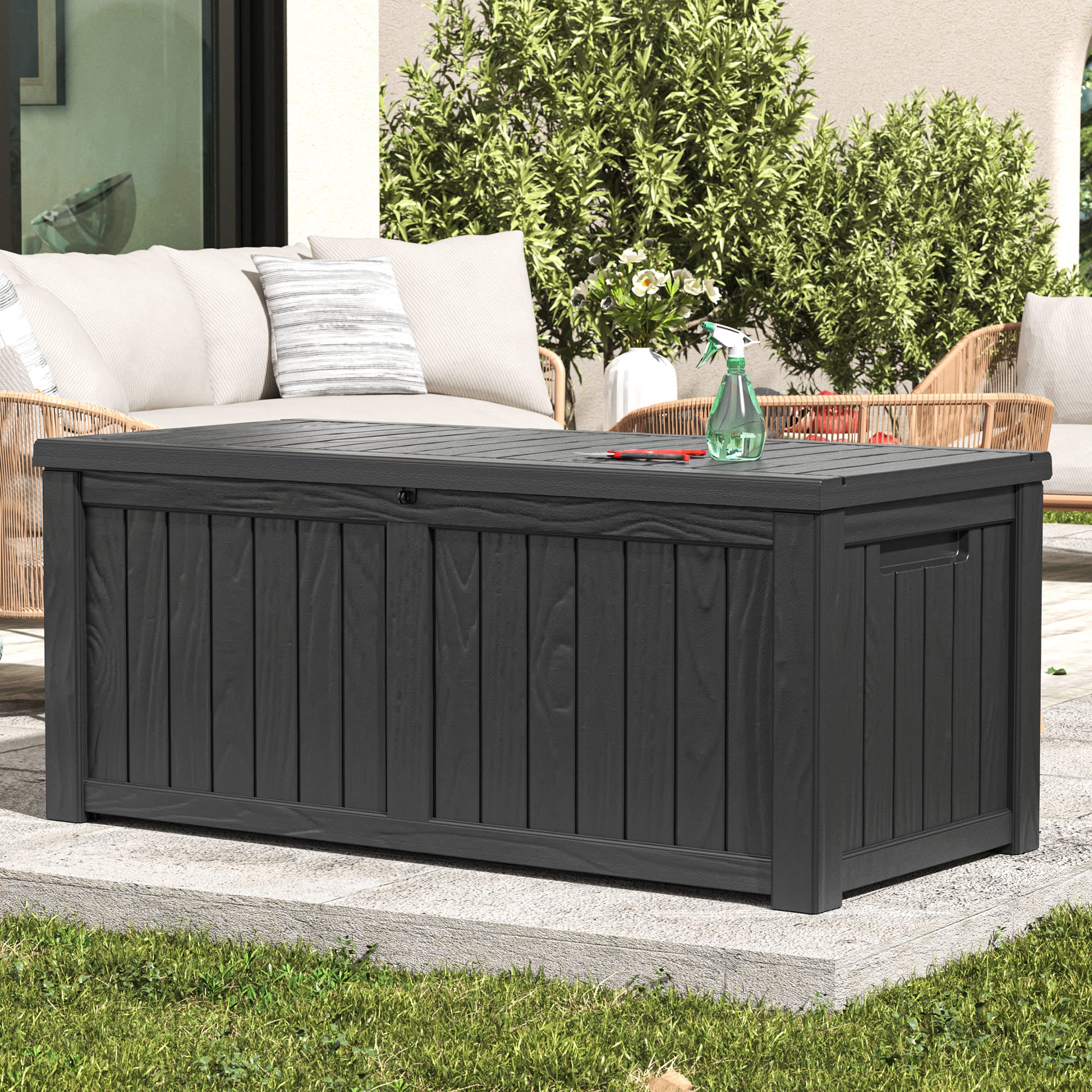 120 Gal Deck Box Storage – Waterproof and UV-Resistant Resin for Outdoor Use