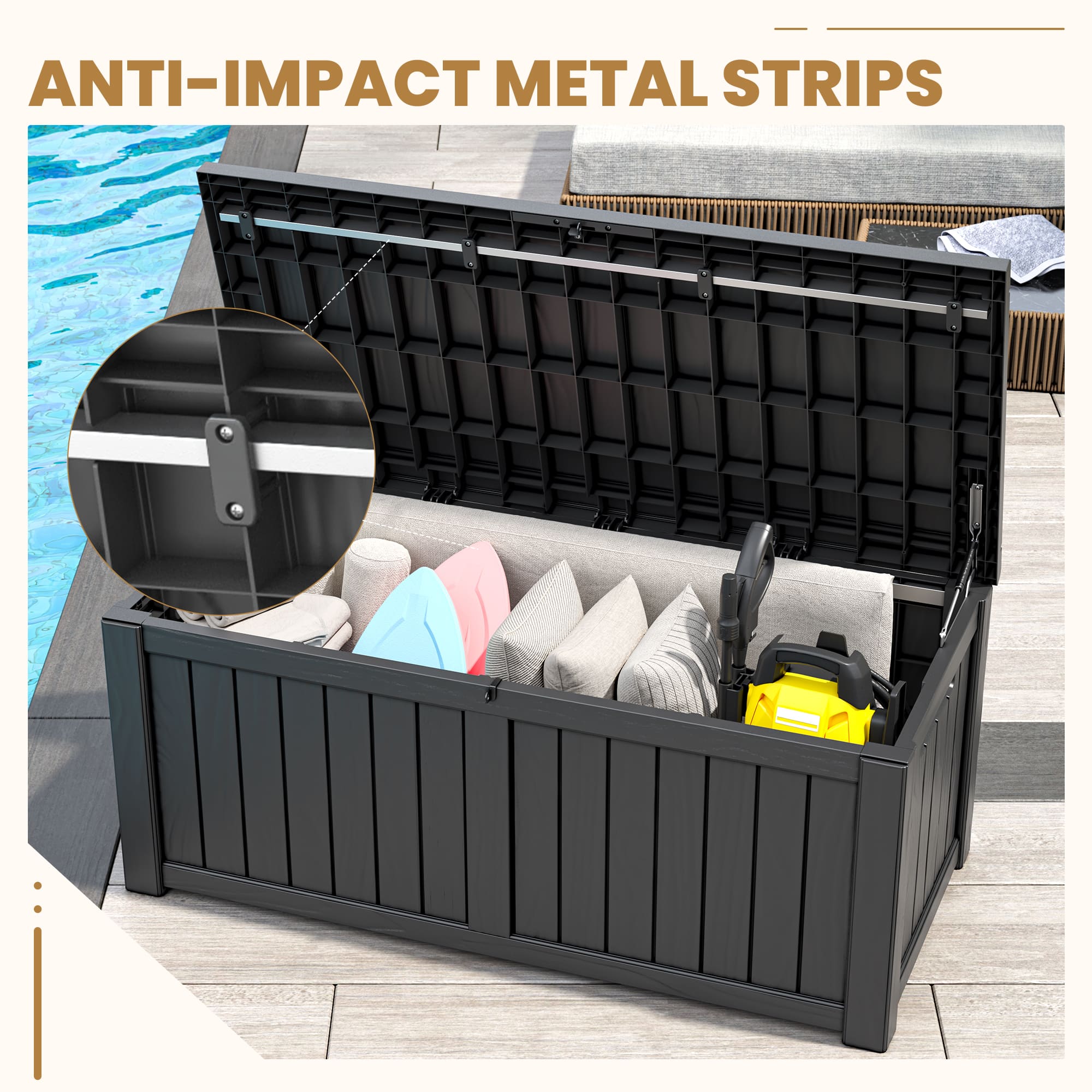 120 Gal Deck Box Storage – Waterproof and UV-Resistant Resin for Outdoor Use