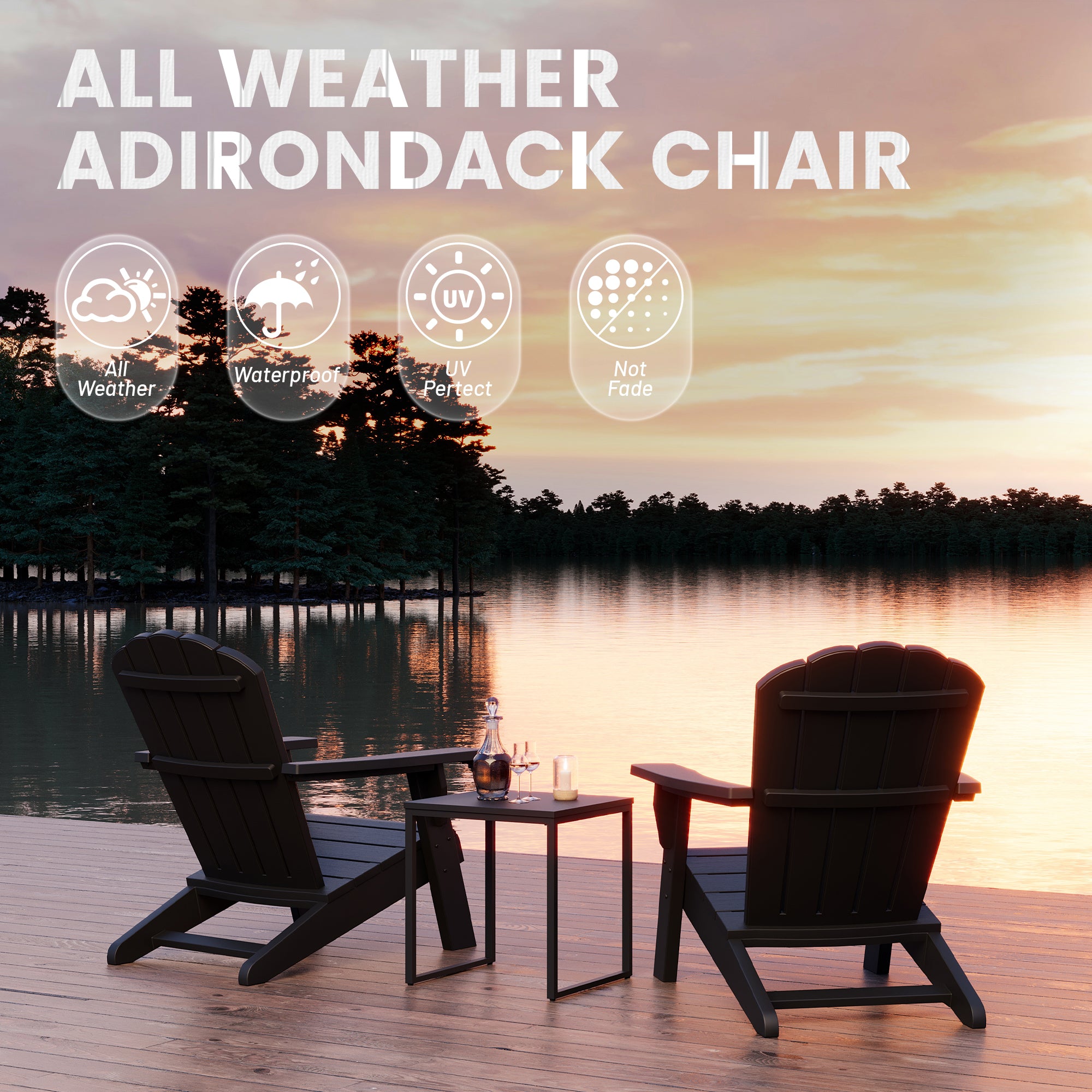 Side Profile of Weather-Resistant Adirondack Chair Showcasing Ergonomic Design
