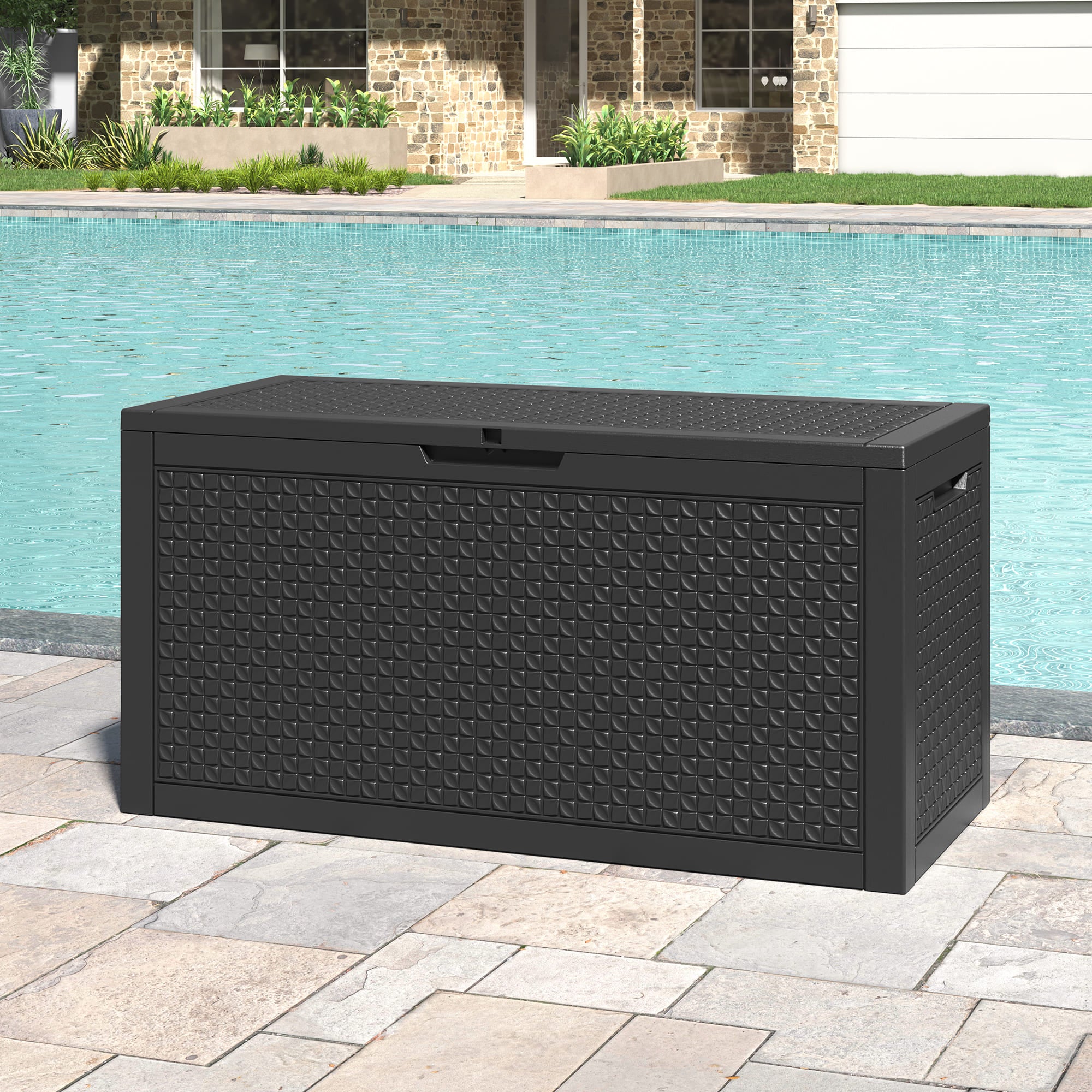 100 Gal UV-Resistant Waterproof Deck Box for Indoor and Outdoor Use