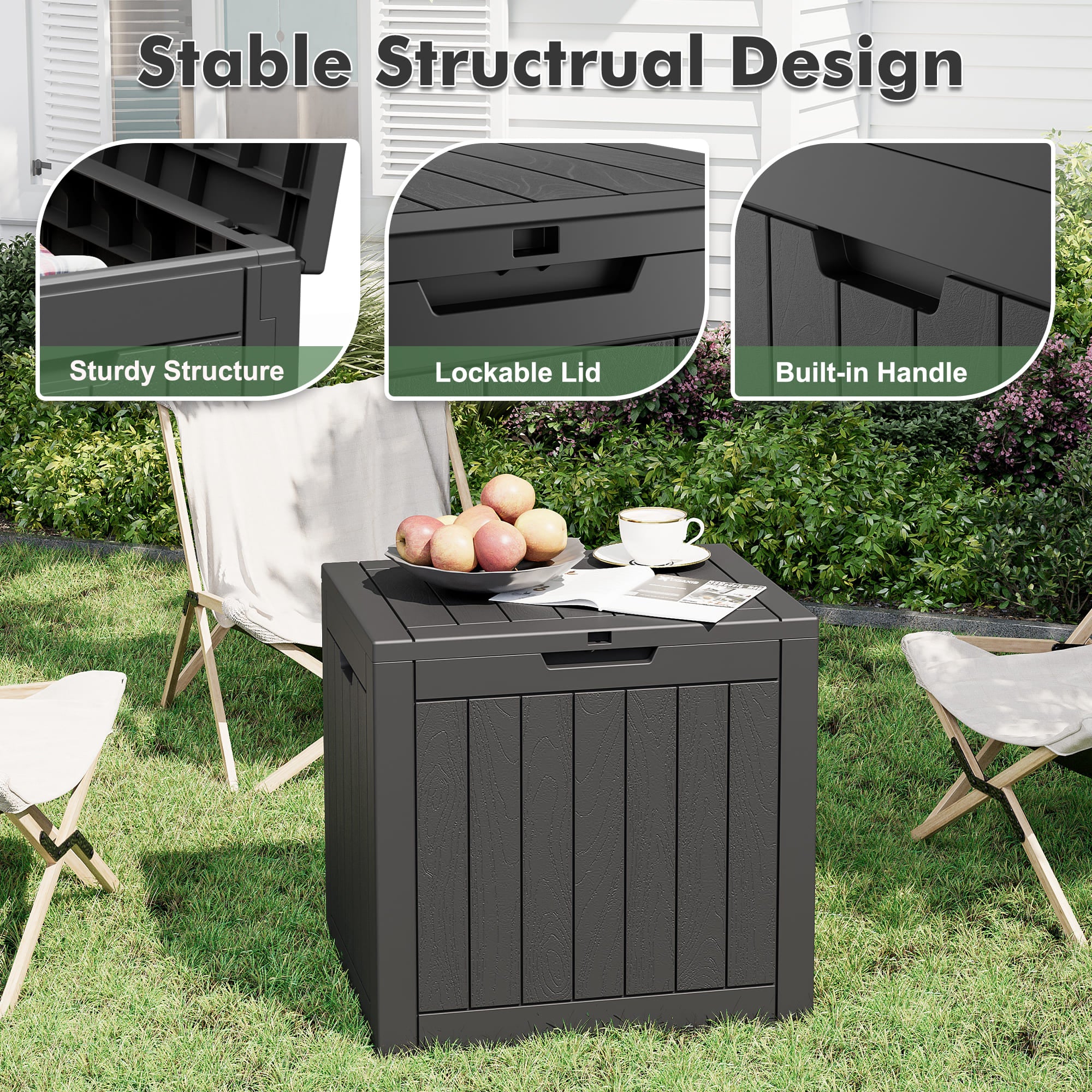 LHBcraft 31 Gallon Resin Deck Box – Waterproof & UV Resistant