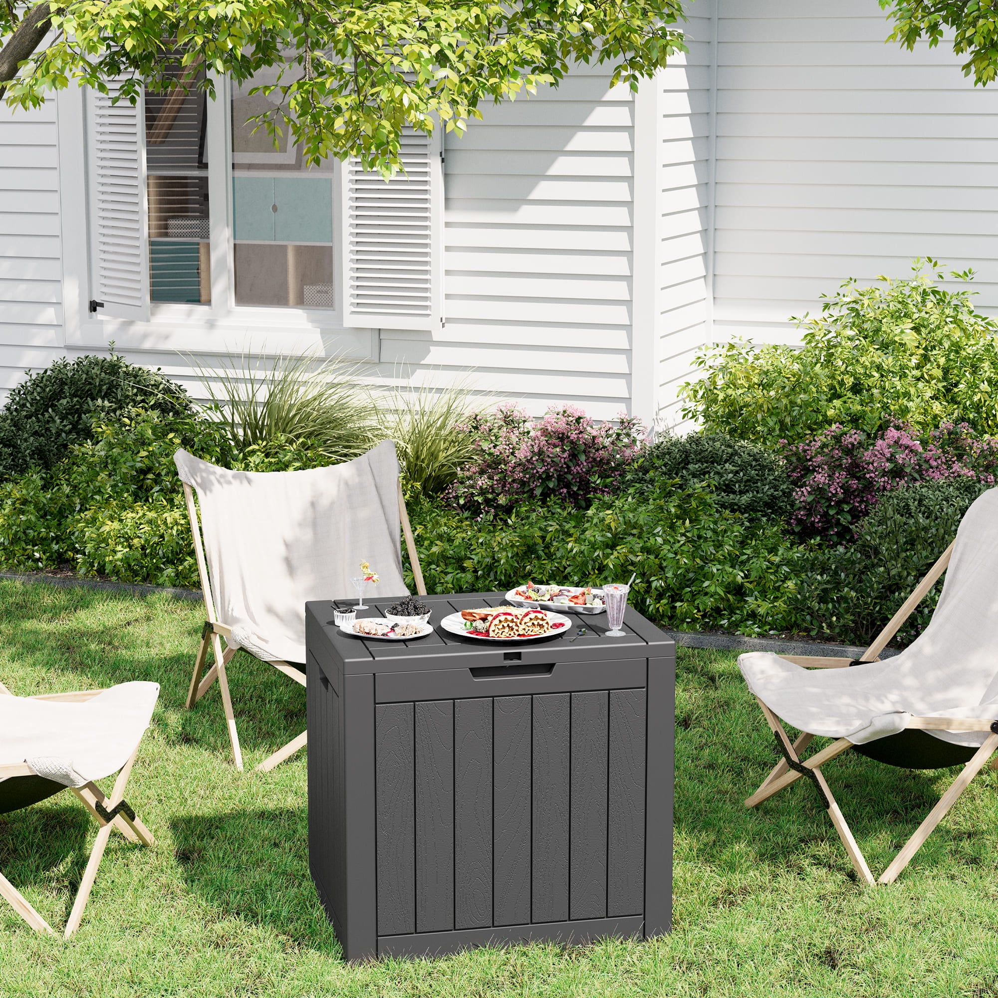 LHBcraft 31 Gallon Resin Deck Box – Waterproof & UV Resistant