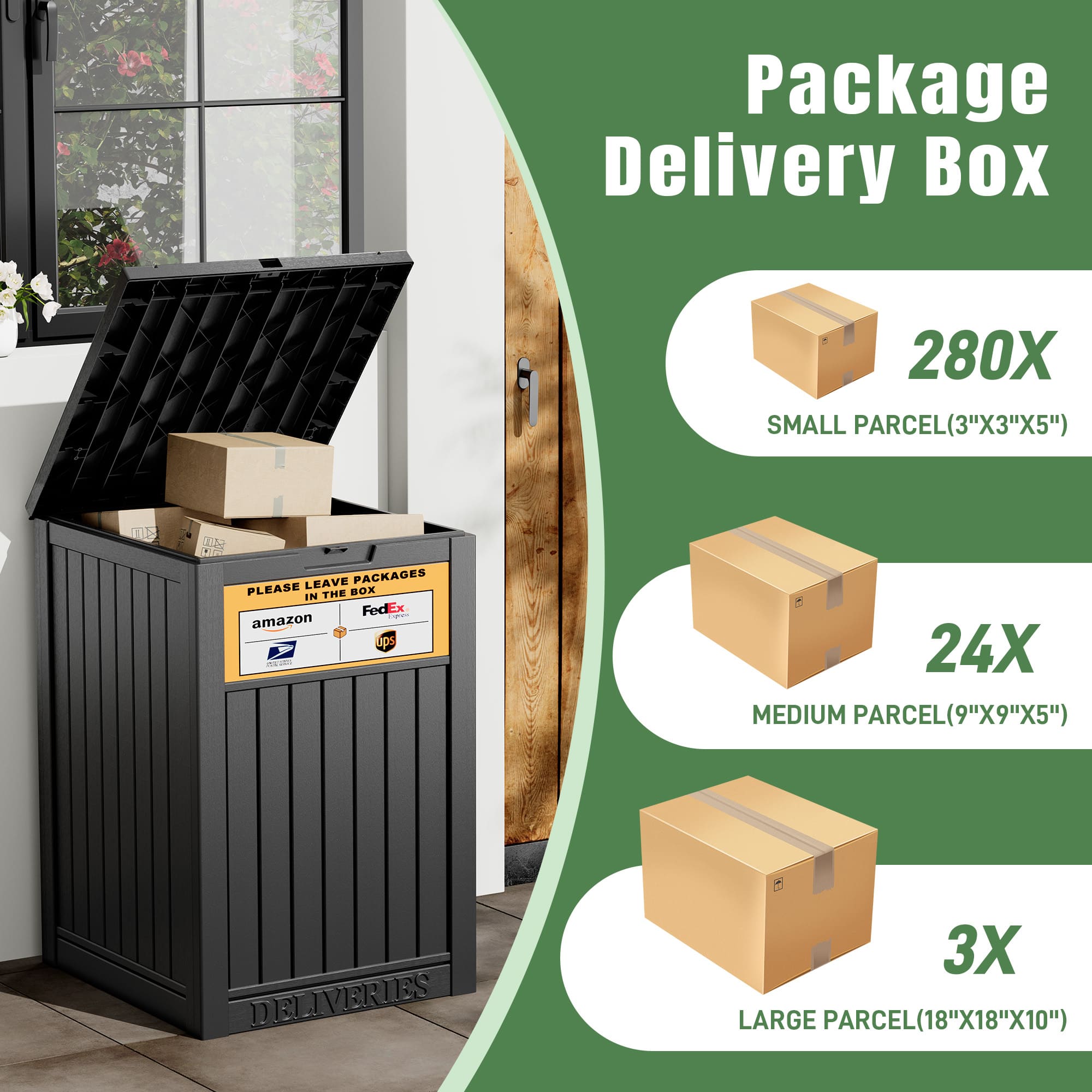 Open 48-Gallon Resin Deck Box Showing Interior Storage