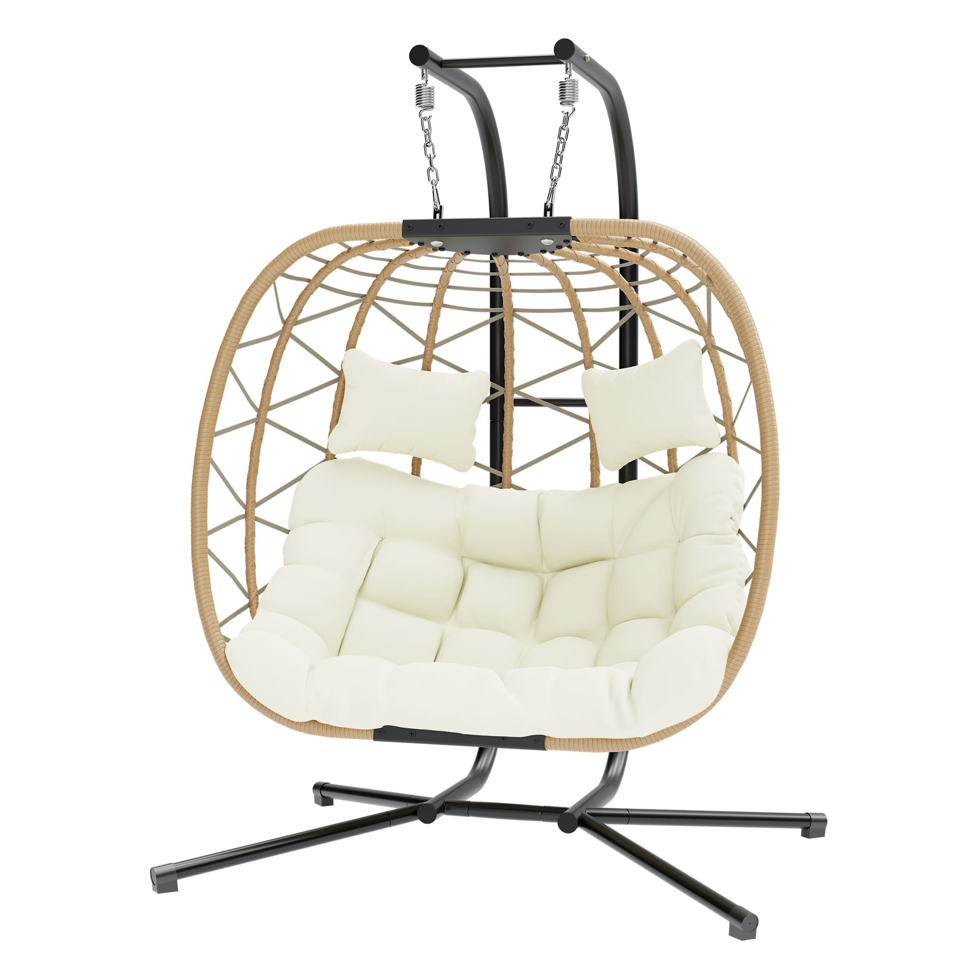 Double Wicker Swing Chair for Patio