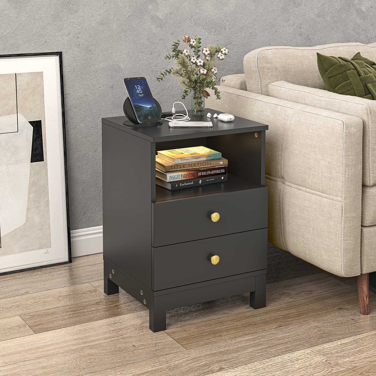 LHBcraft Nightstand with 2 Drawers