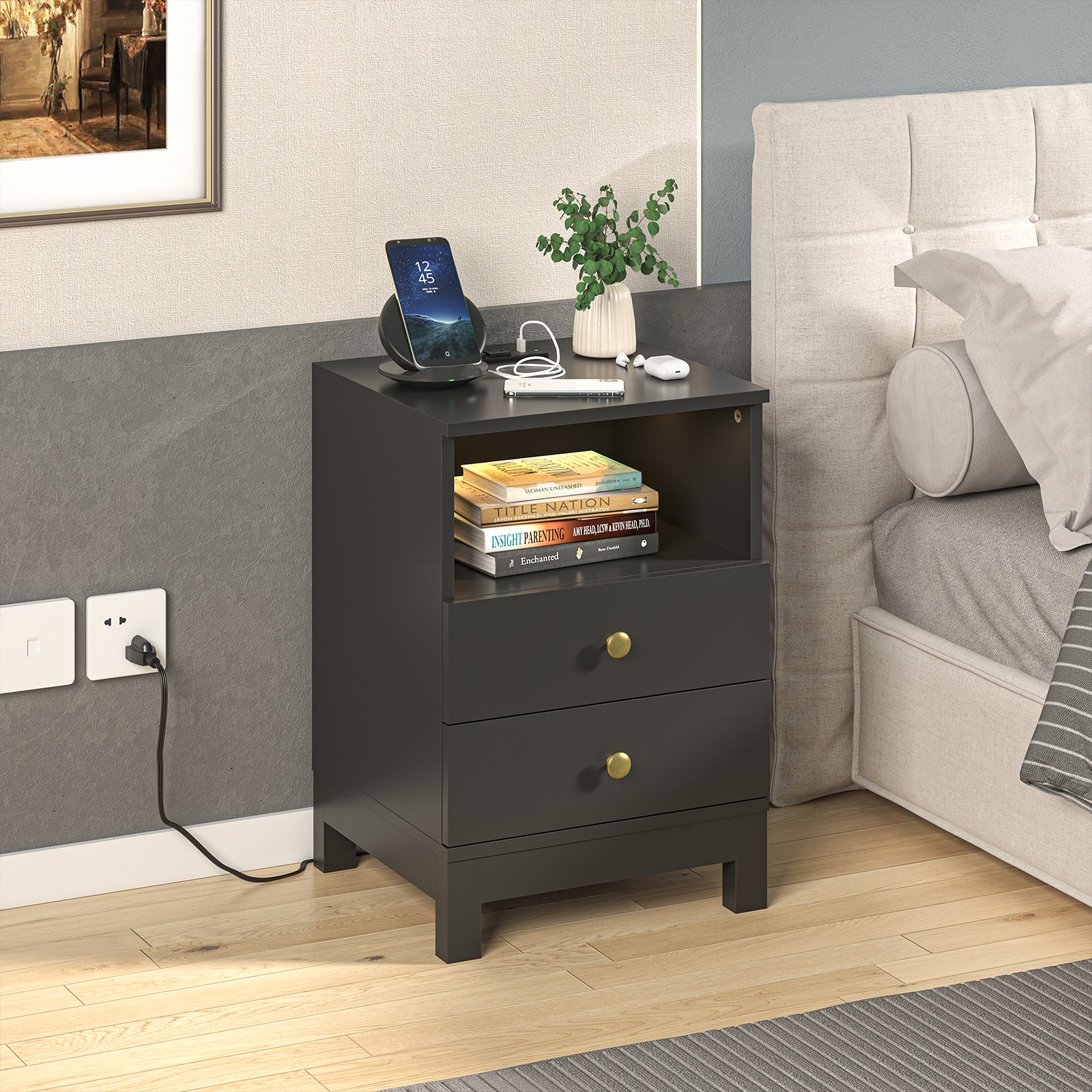 LHBcraft Nightstand with 2 Drawers