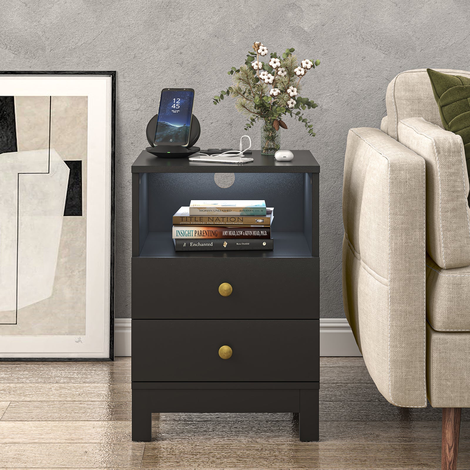 LHBcraft Nightstand with 2 Drawers