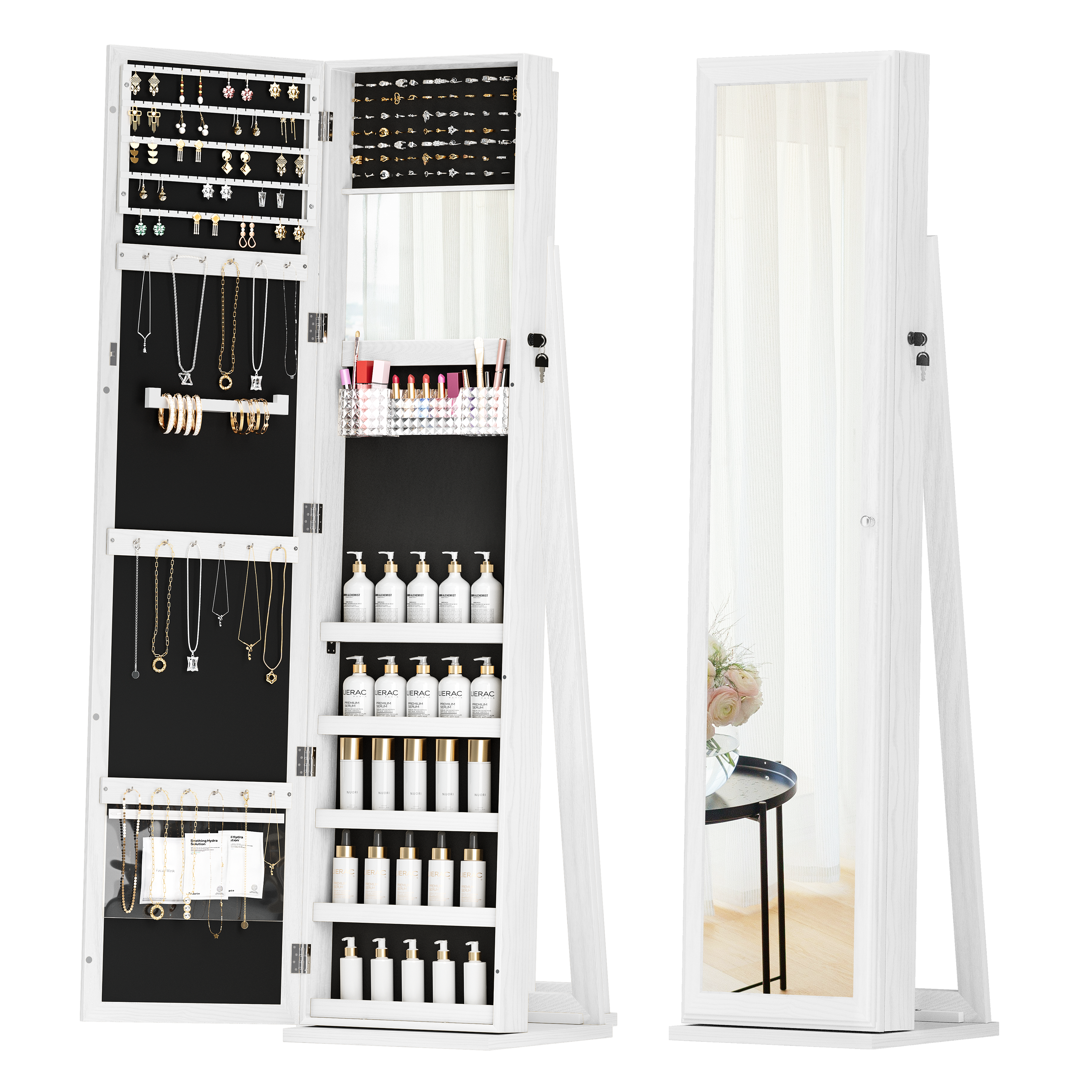 LHBcraft Jewelry Armoire with Lockable Key