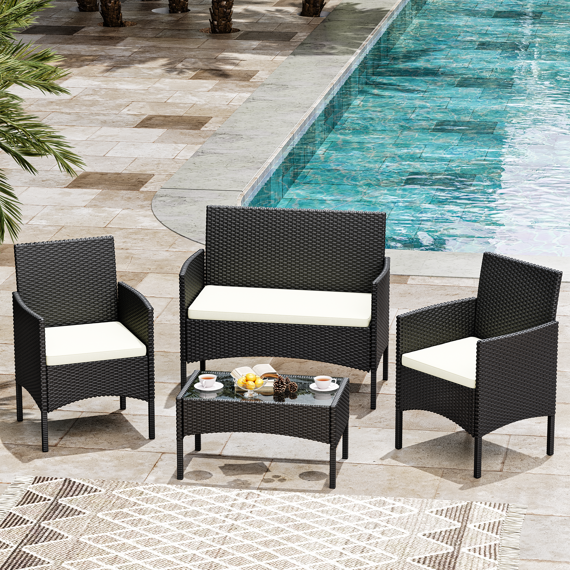 4-Person Patio Seating Group with Cushions