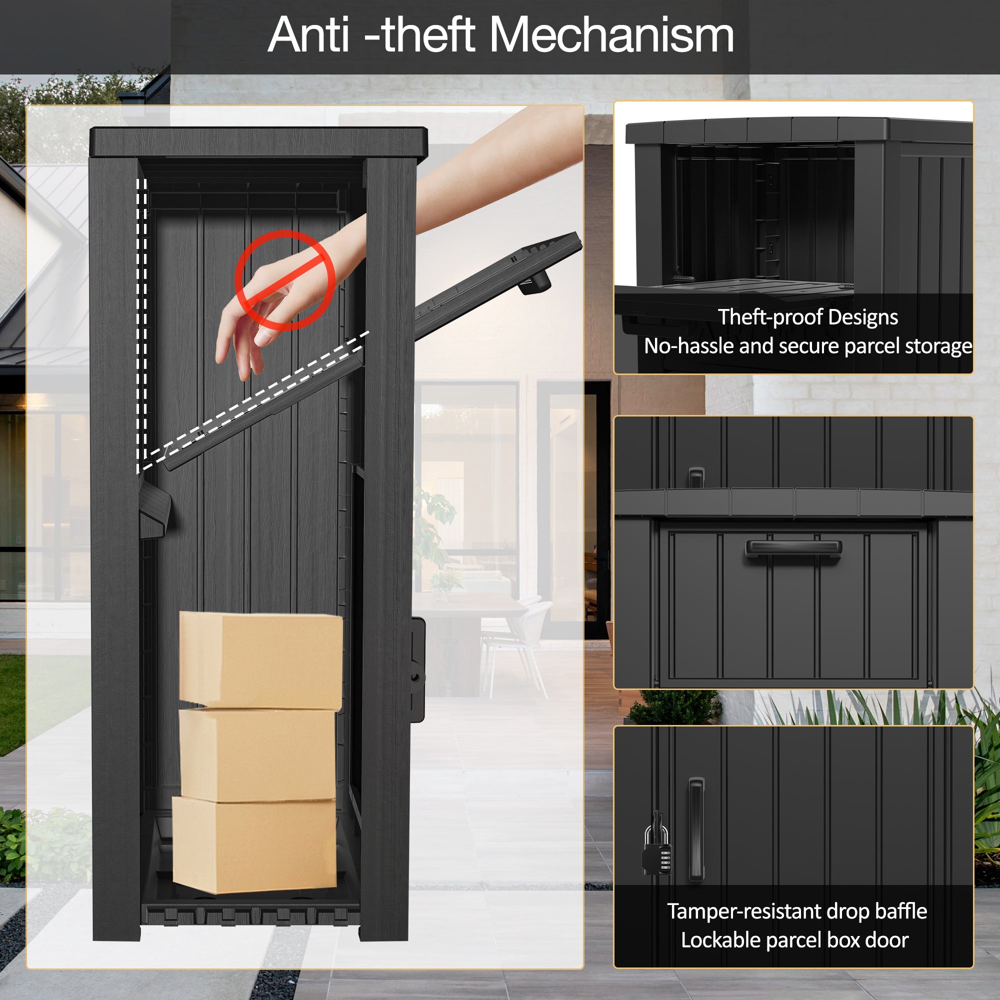 LHBcraft Lockable Secure Porch Delivery Box with Storage Compartment