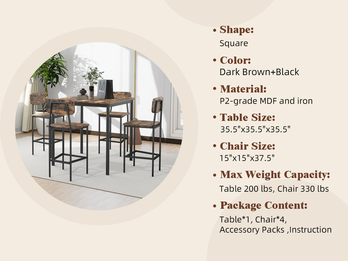 LHBcraft Dining Table Set for 4