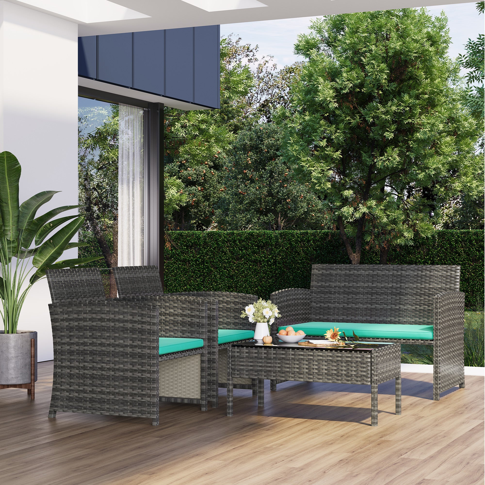 LHBcraft 4-Person Outdoor Seating Group with Cushions