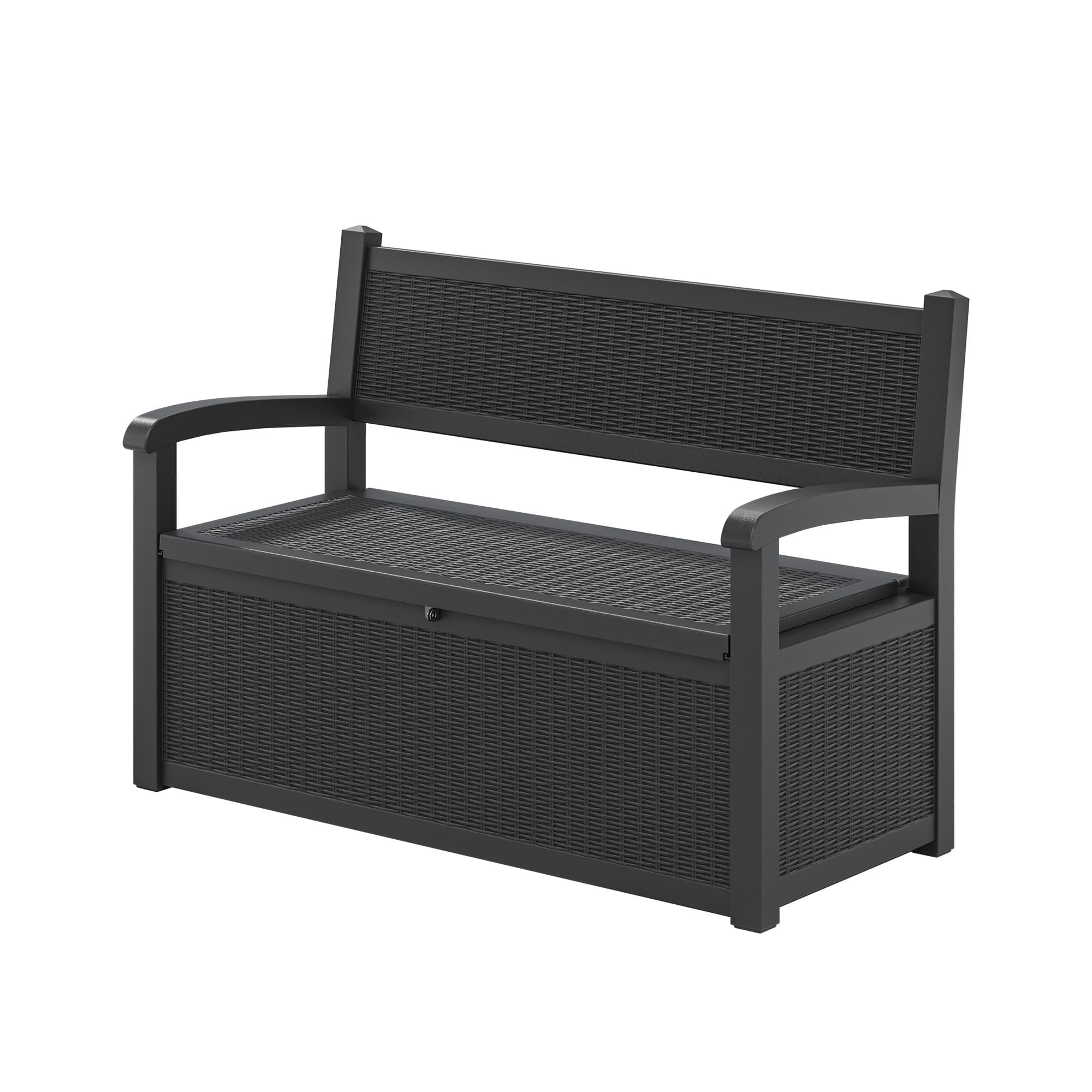 70 Gal Outdoor Storage Bench, Outdoor Storage Box Waterproof Design with Pre-Lock Feature, Deck Box Perfect for Patio Storage