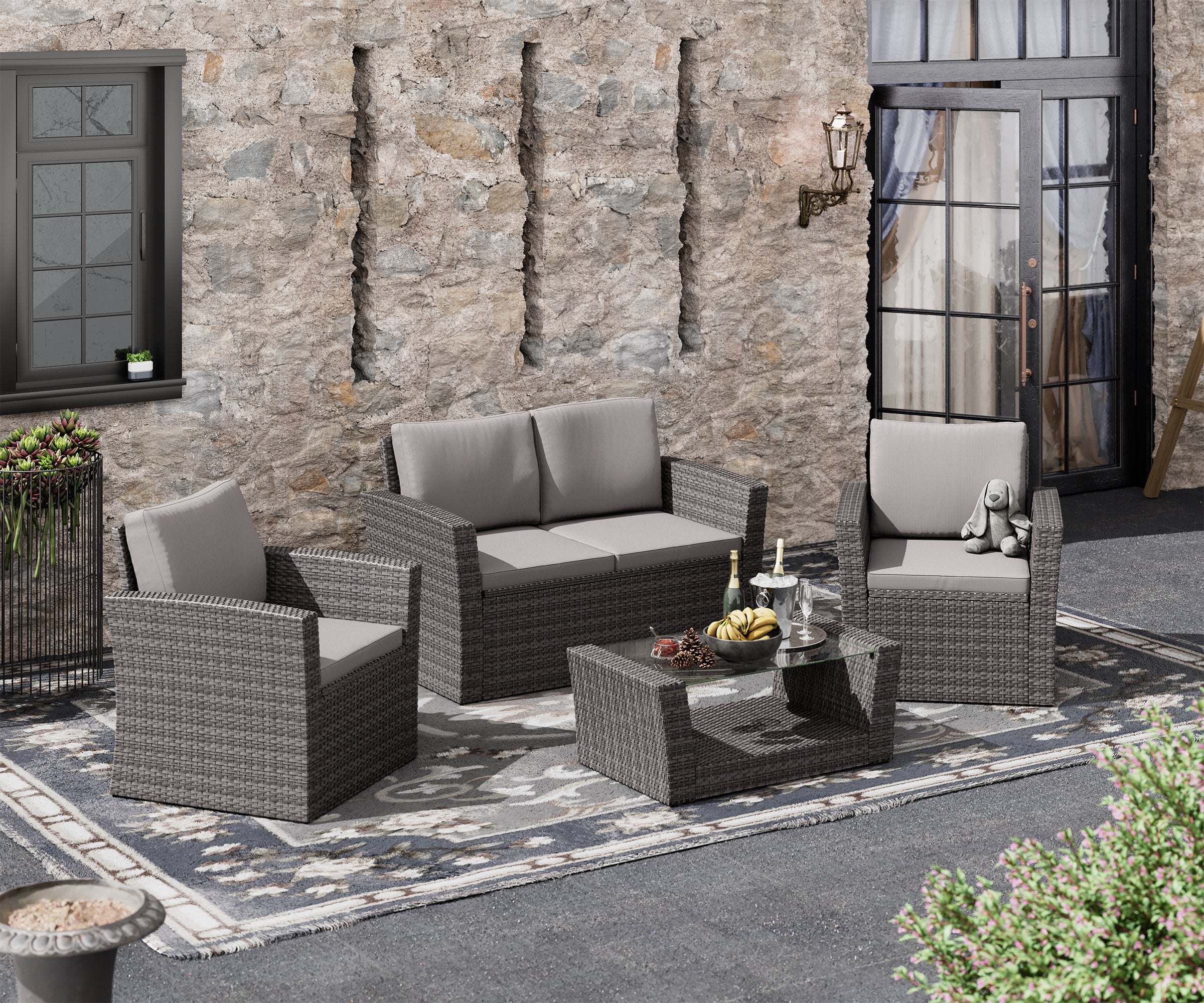 LHBcraft 4 Pieces Patio Furniture Set