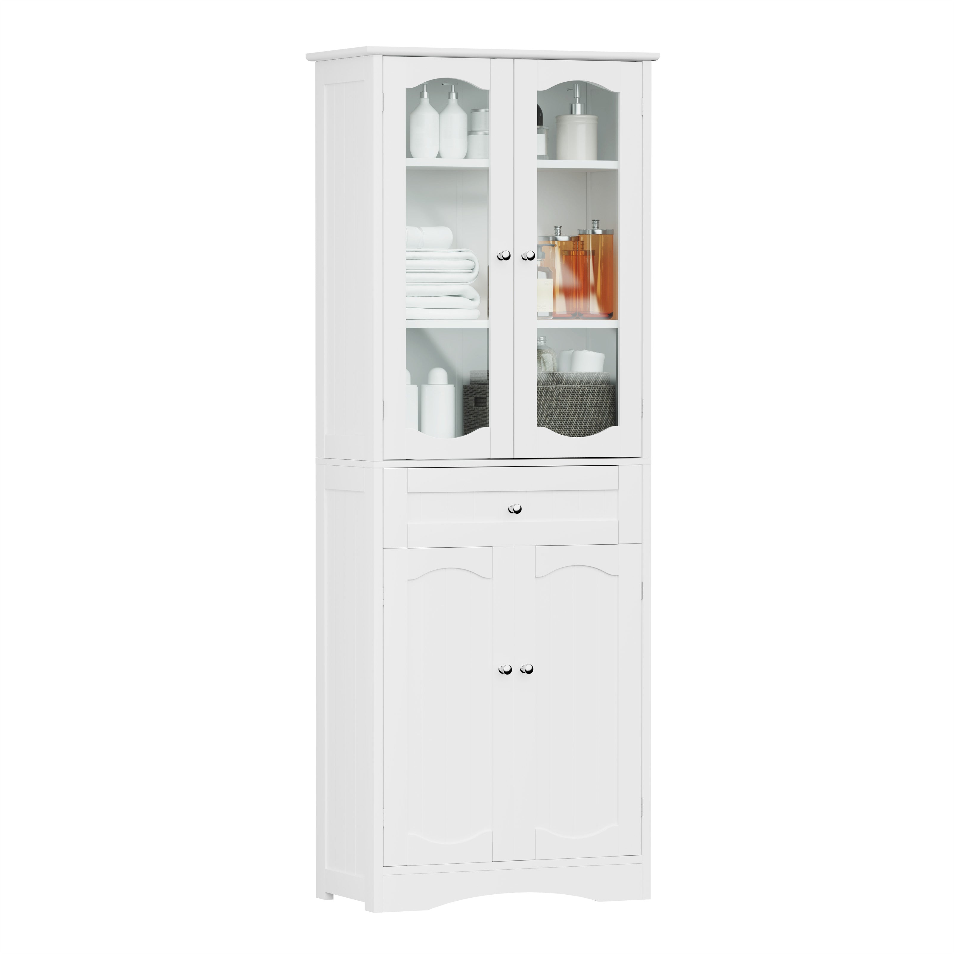 Tall Freestanding Bathroom Cabinet, Storage Cabinet with Adjustable Shelves