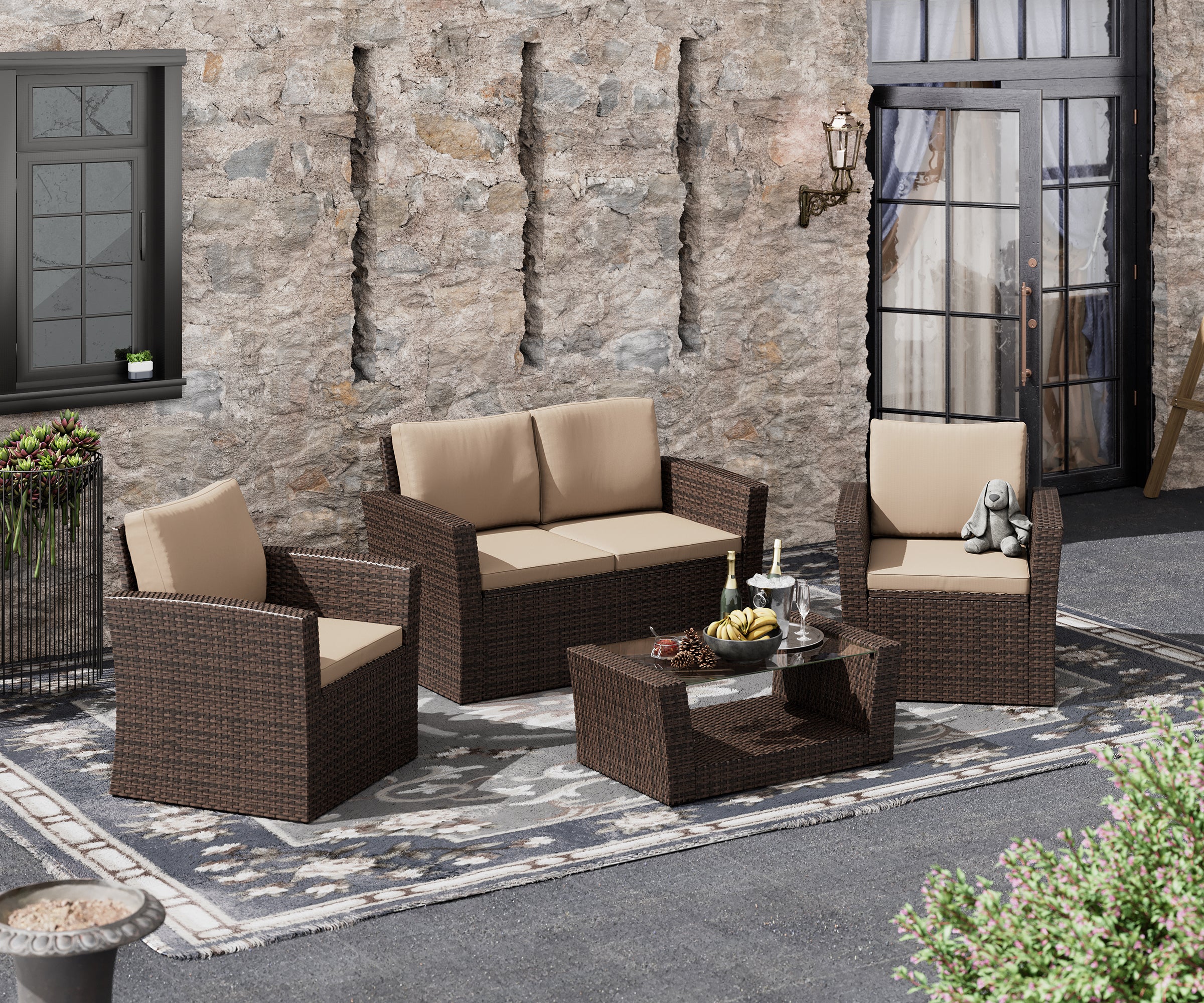 LHBcraft 4 Pieces Patio Furniture Set