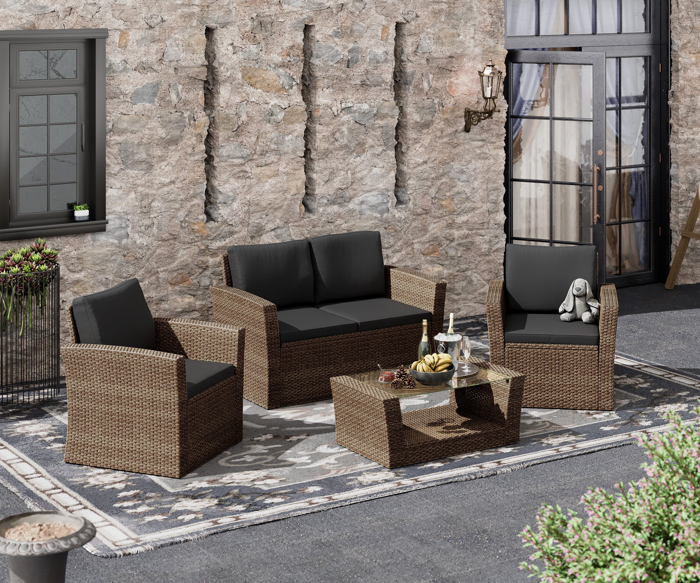 LHBcraft 4 Pieces Patio Furniture Set