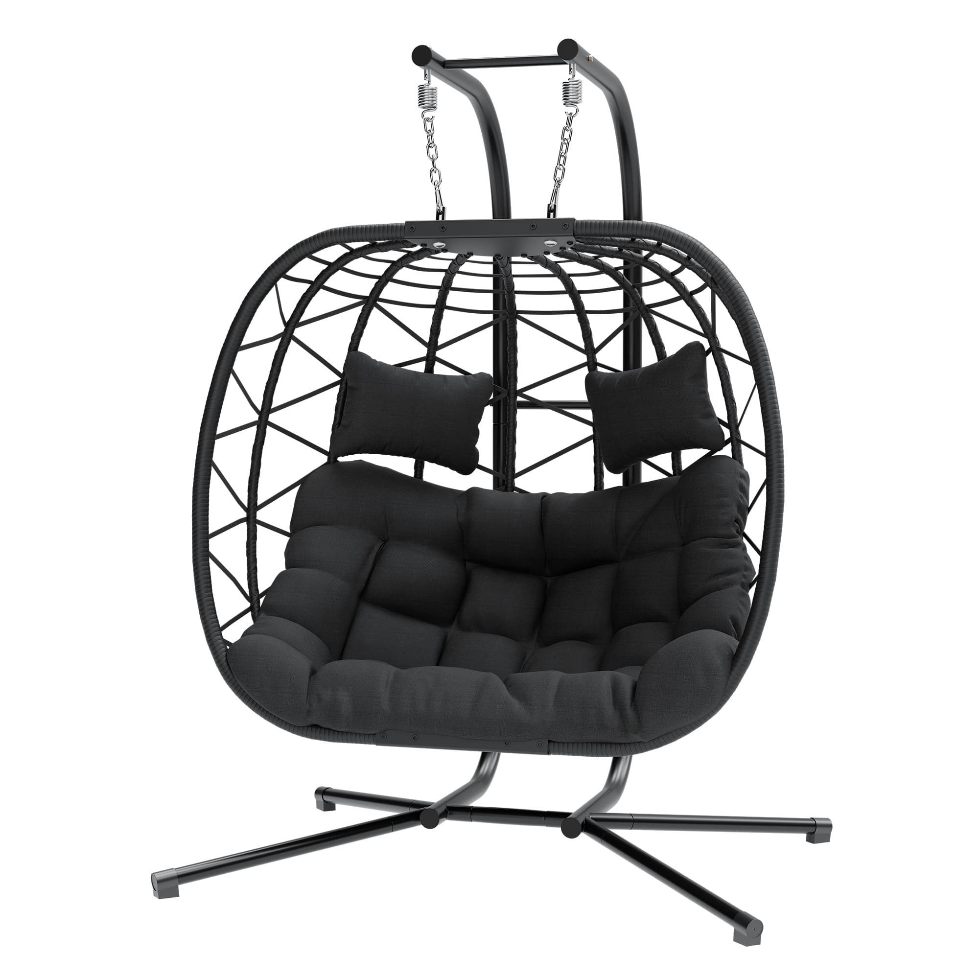 Double Wicker Swing Chair for Patio