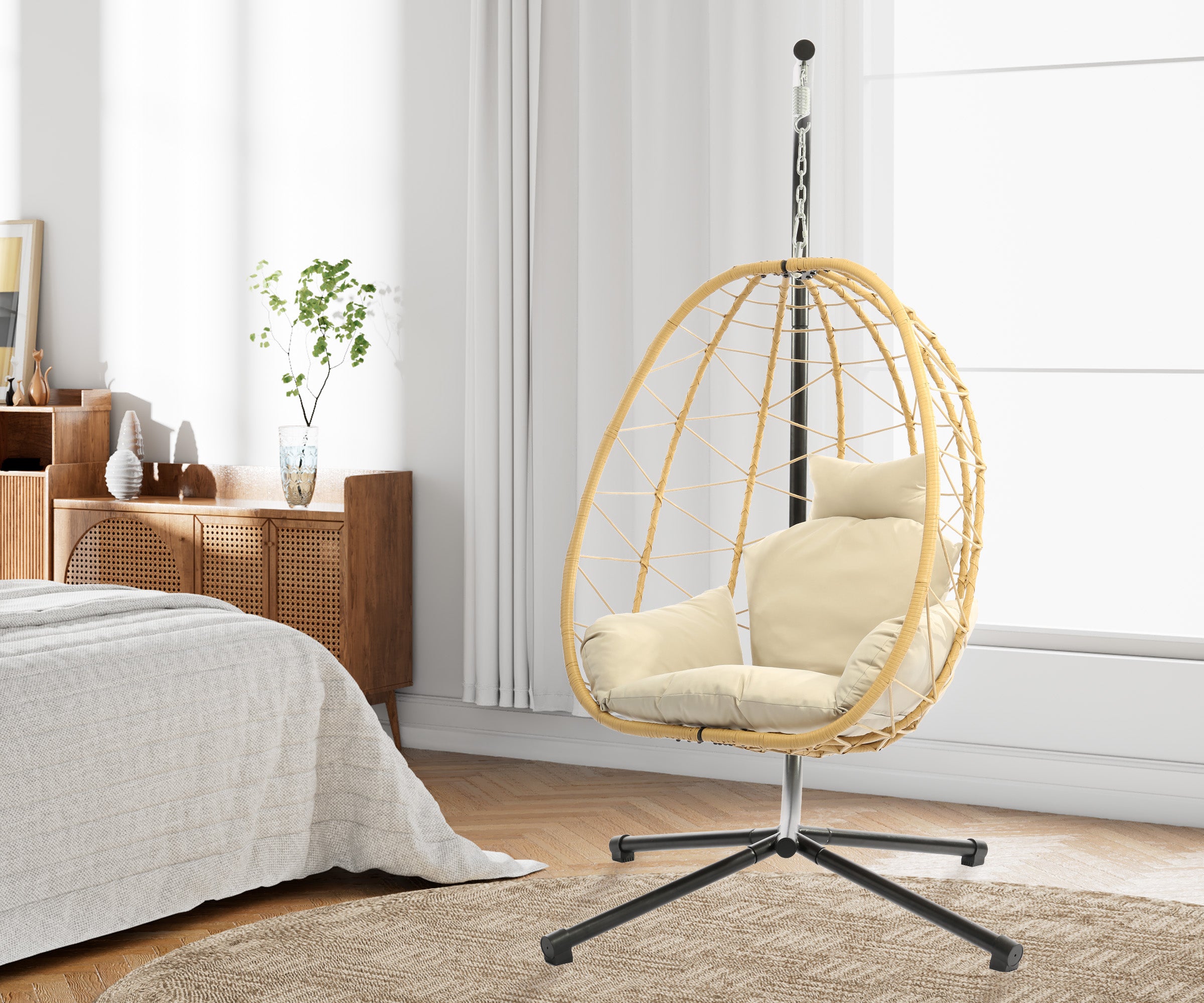 LHBcraft Single Wicker Swing Chair