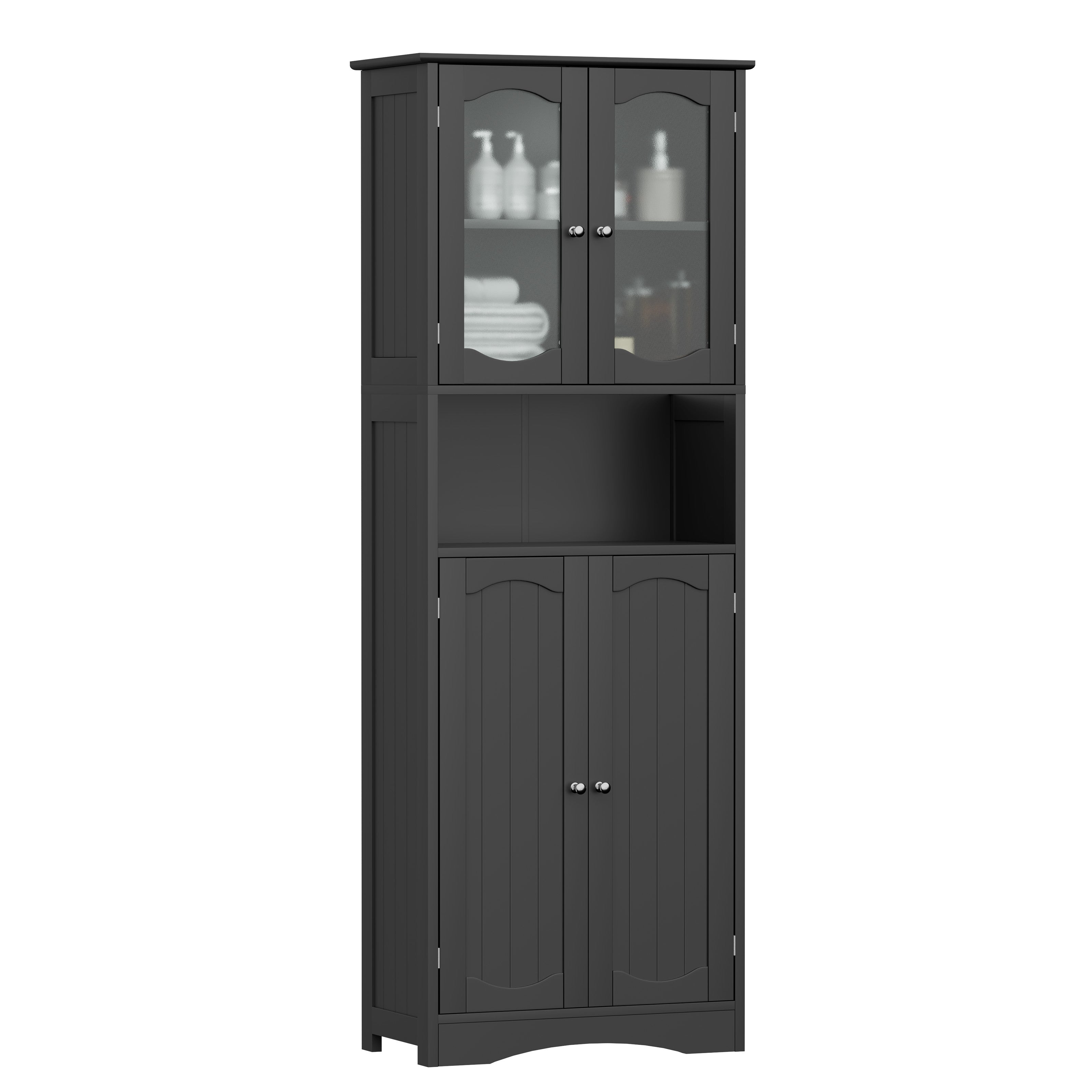 Tall Freestanding Bathroom Cabinet, Storage Cabinet with Adjustable Shelves