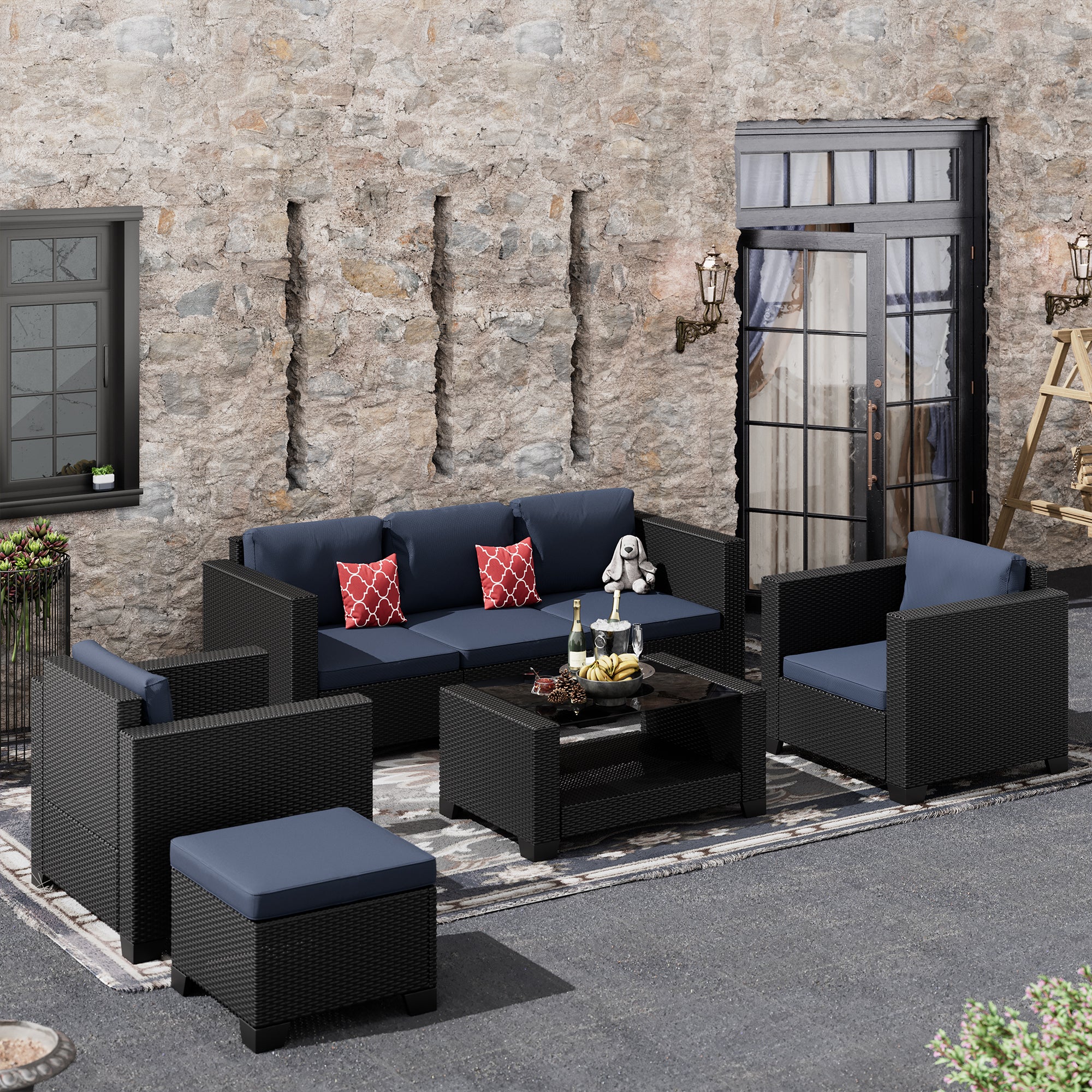 LHBcraft 7-Pics Outdoor Seating Group with Cushions