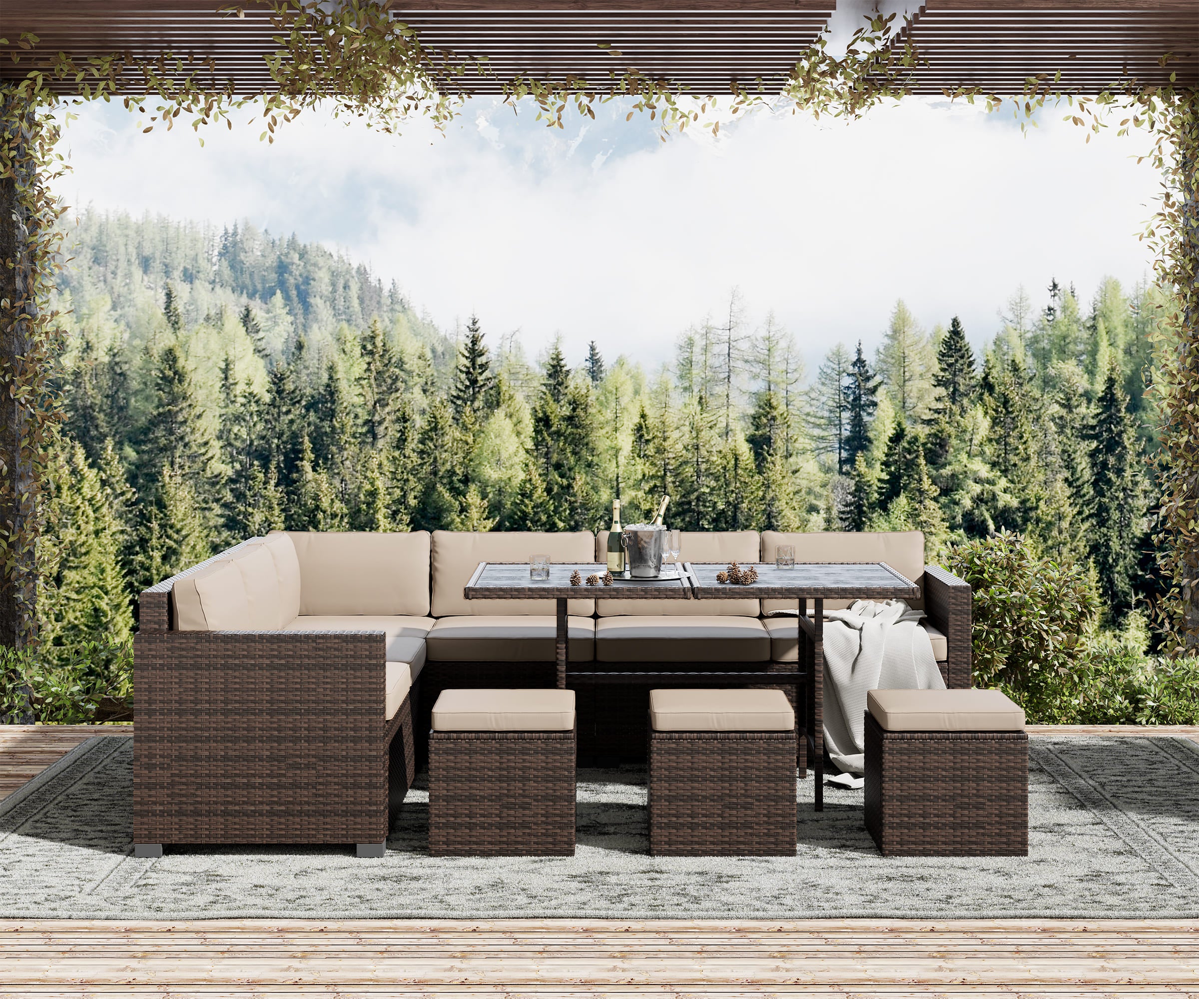 LHBcraft 7 Piece Patio Dining Set