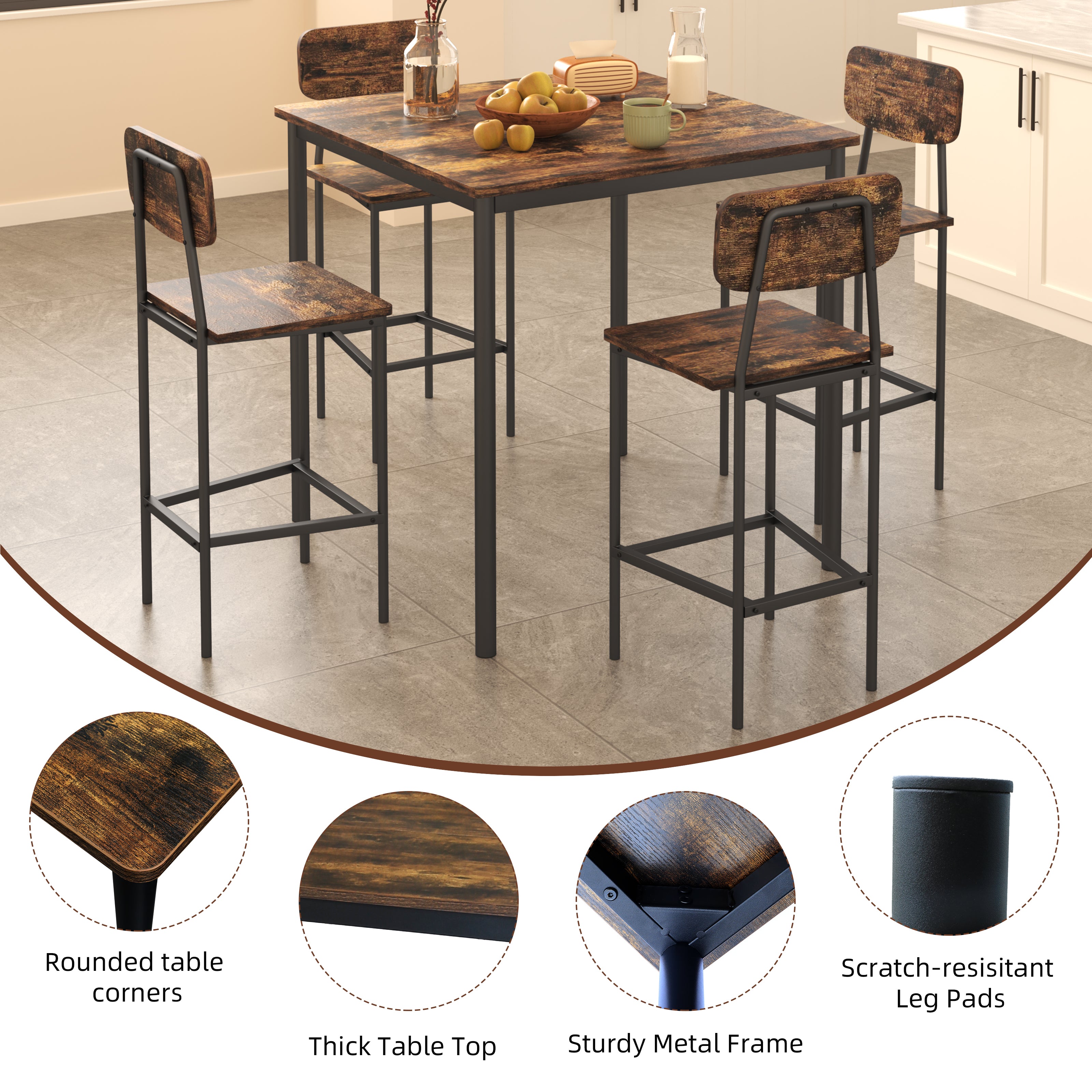 LHBcraft Dining Table Set for 4