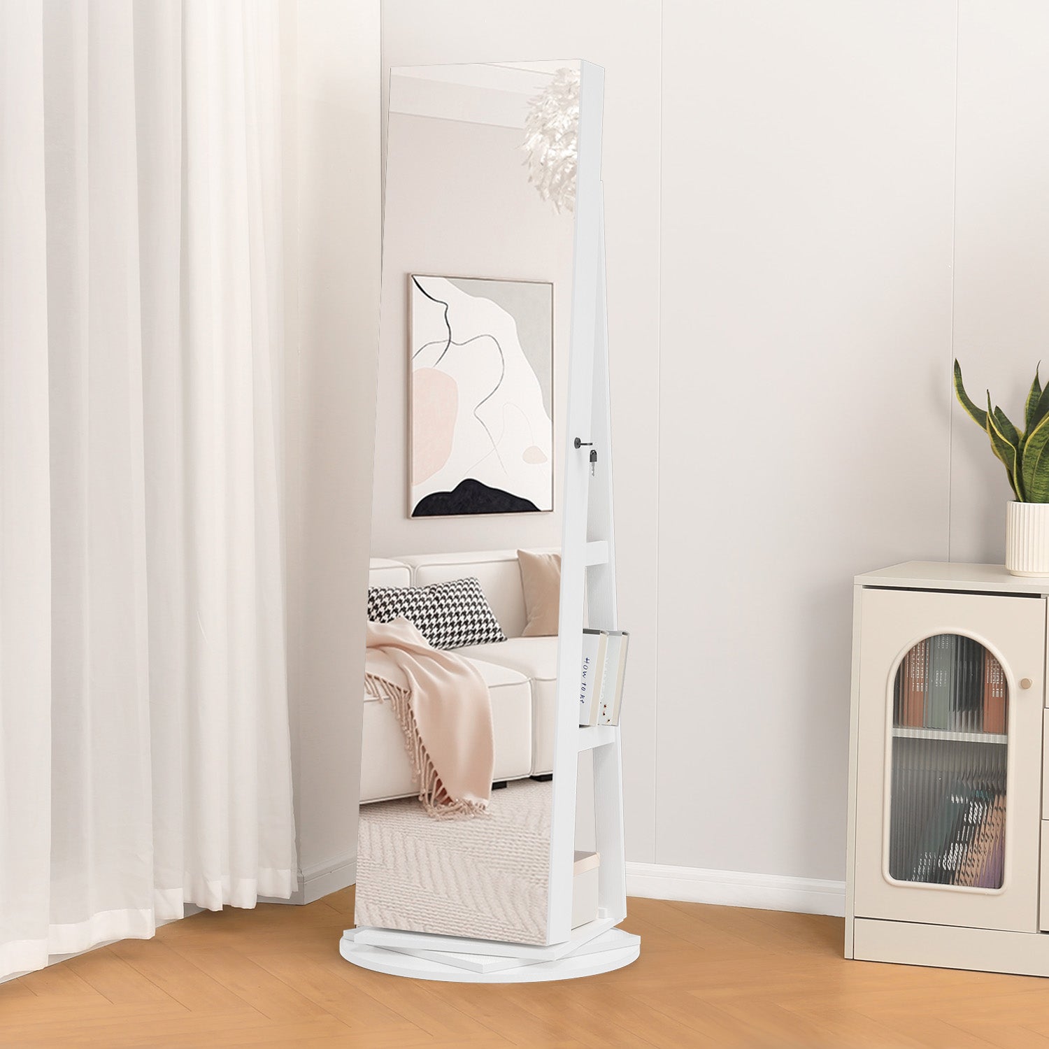 LHBcraft 3-in-1 Jewelry Cabinet: Full-Length Mirror, LED Lights