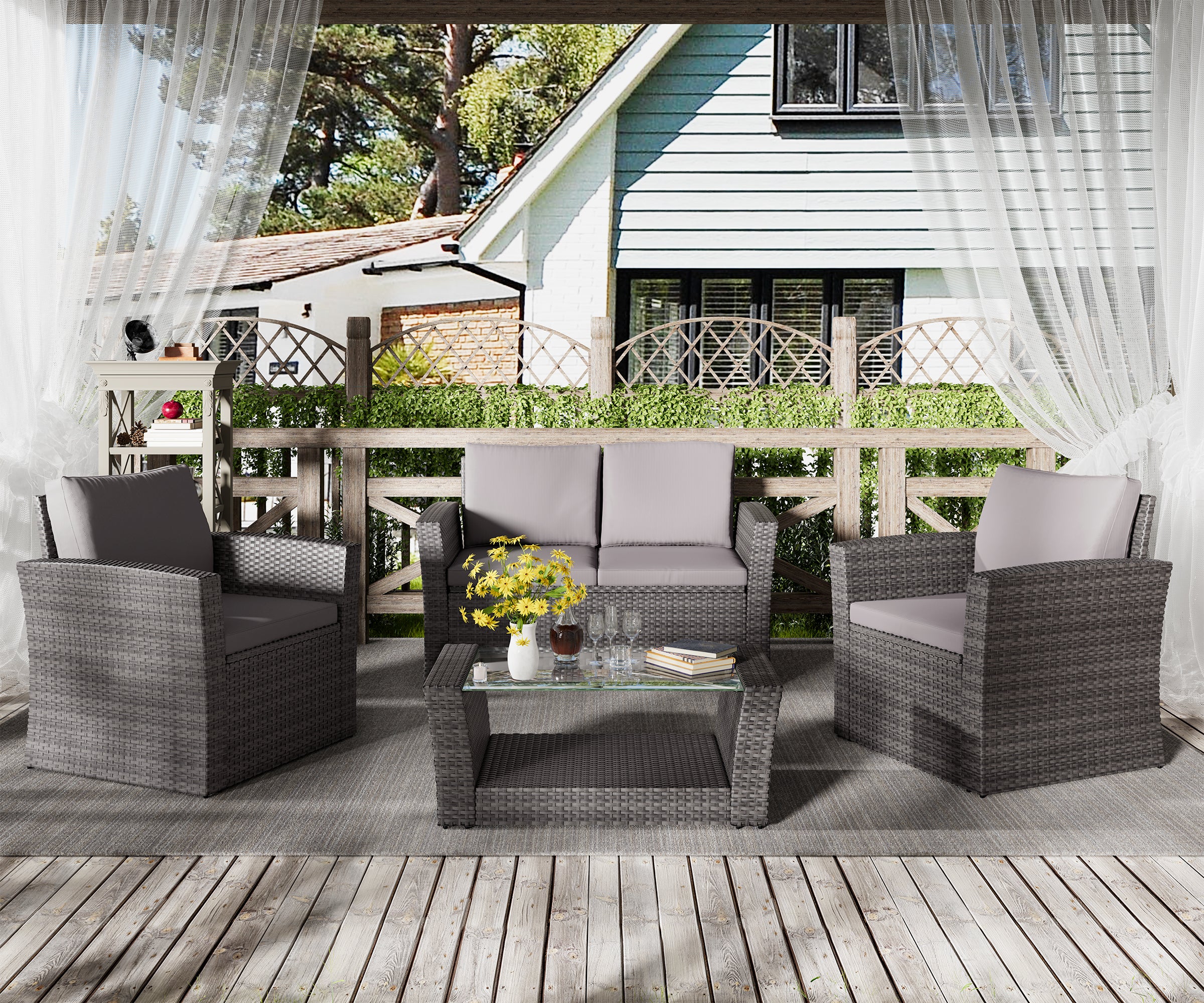 LHBcraft 4 Pieces Patio Furniture Set