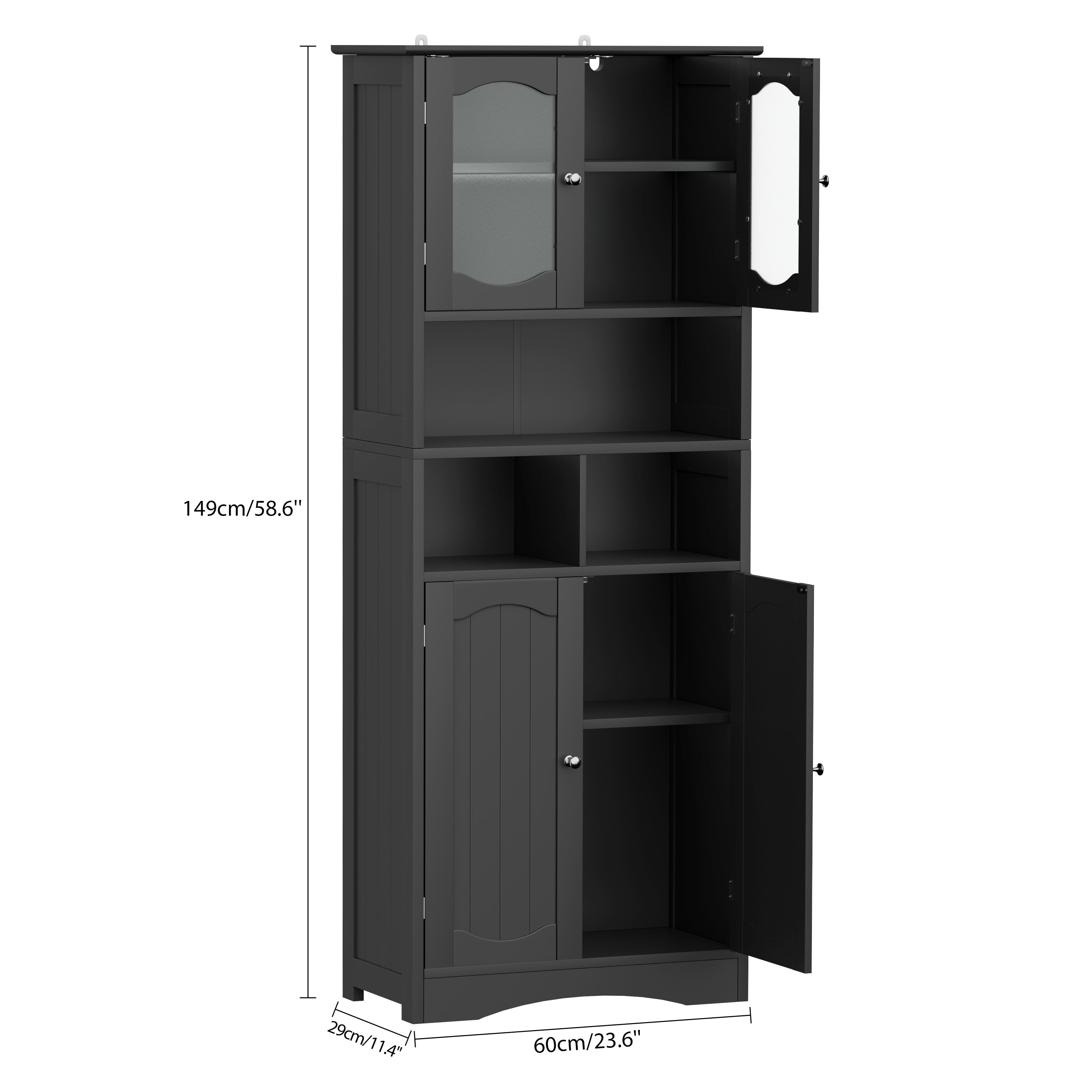 Tall Freestanding Bathroom Cabinet, Storage Cabinet with Adjustable Shelves