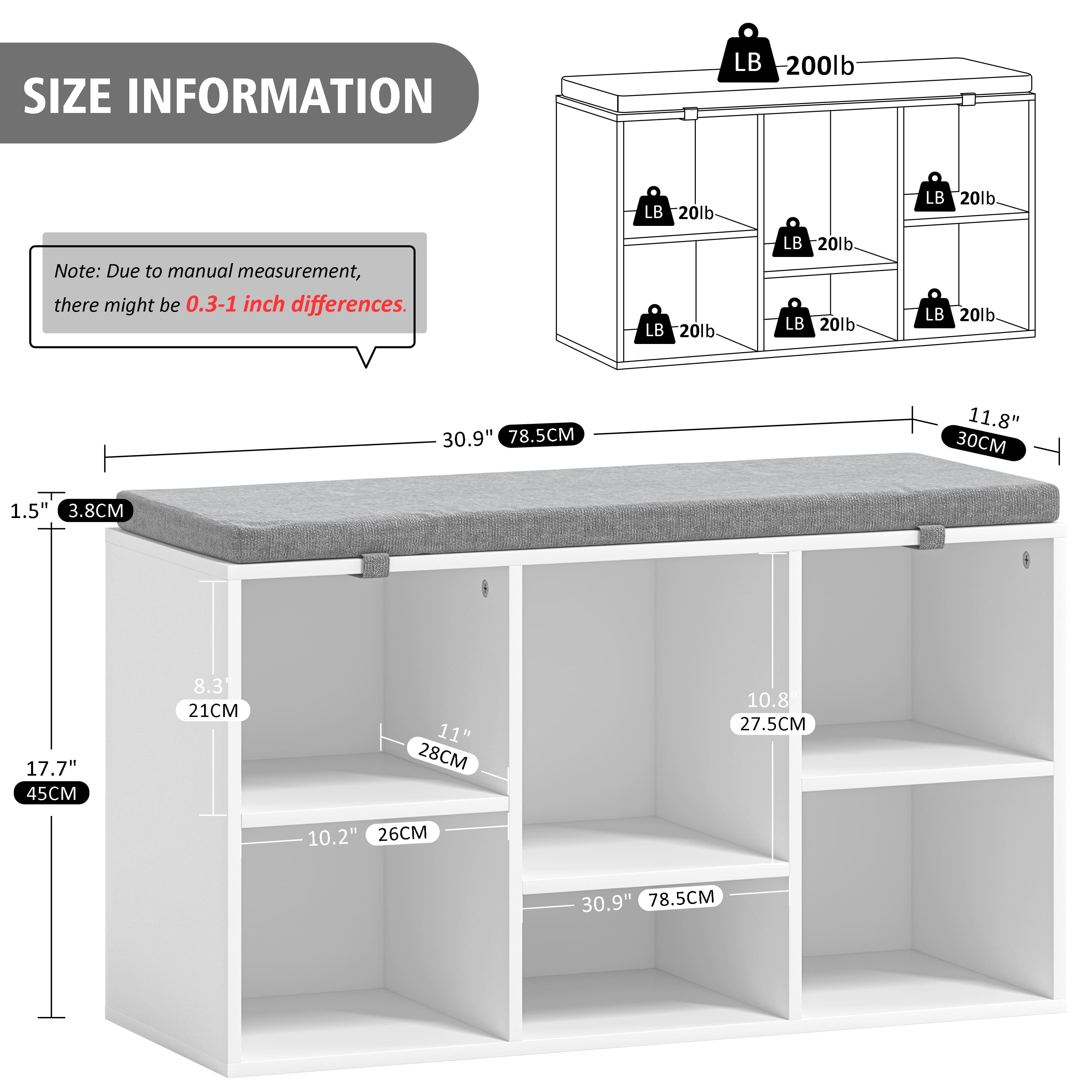 Shoe Storage Bench with 10 Cubbies