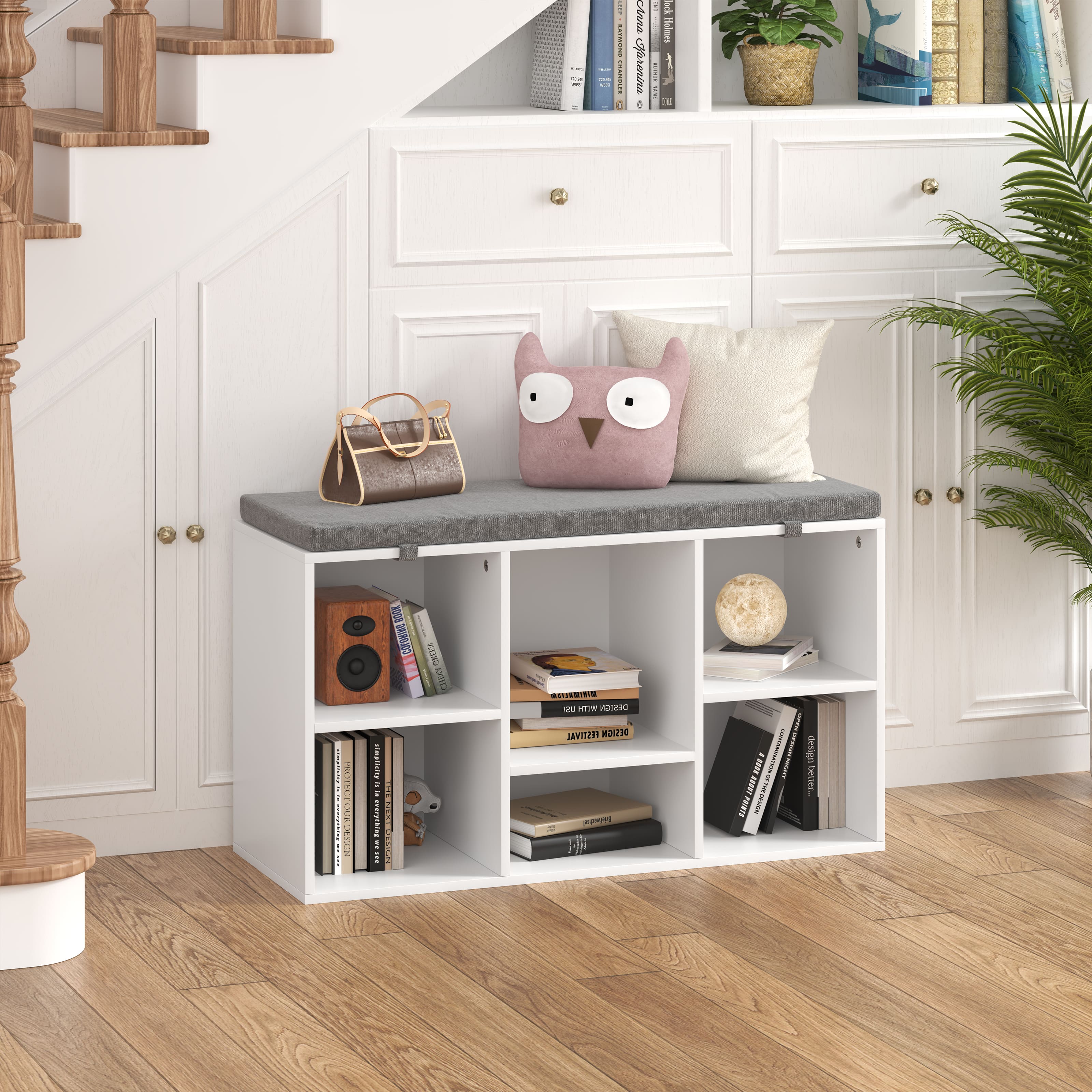 Shoe Storage Bench with 10 Cubbies