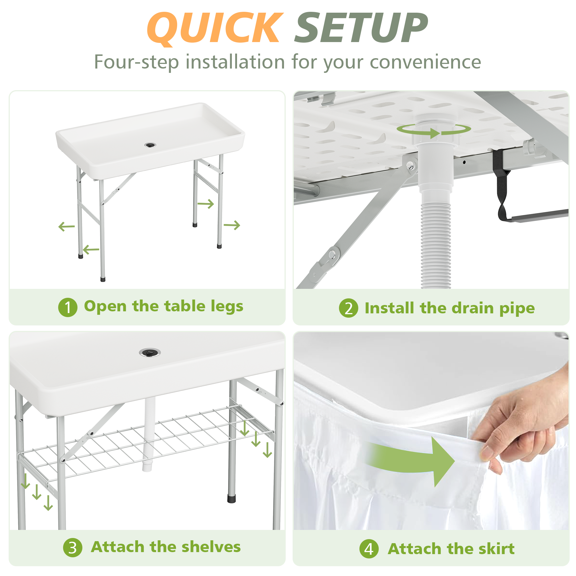 LHBcraft Durable HDPE Table with Steel Frame