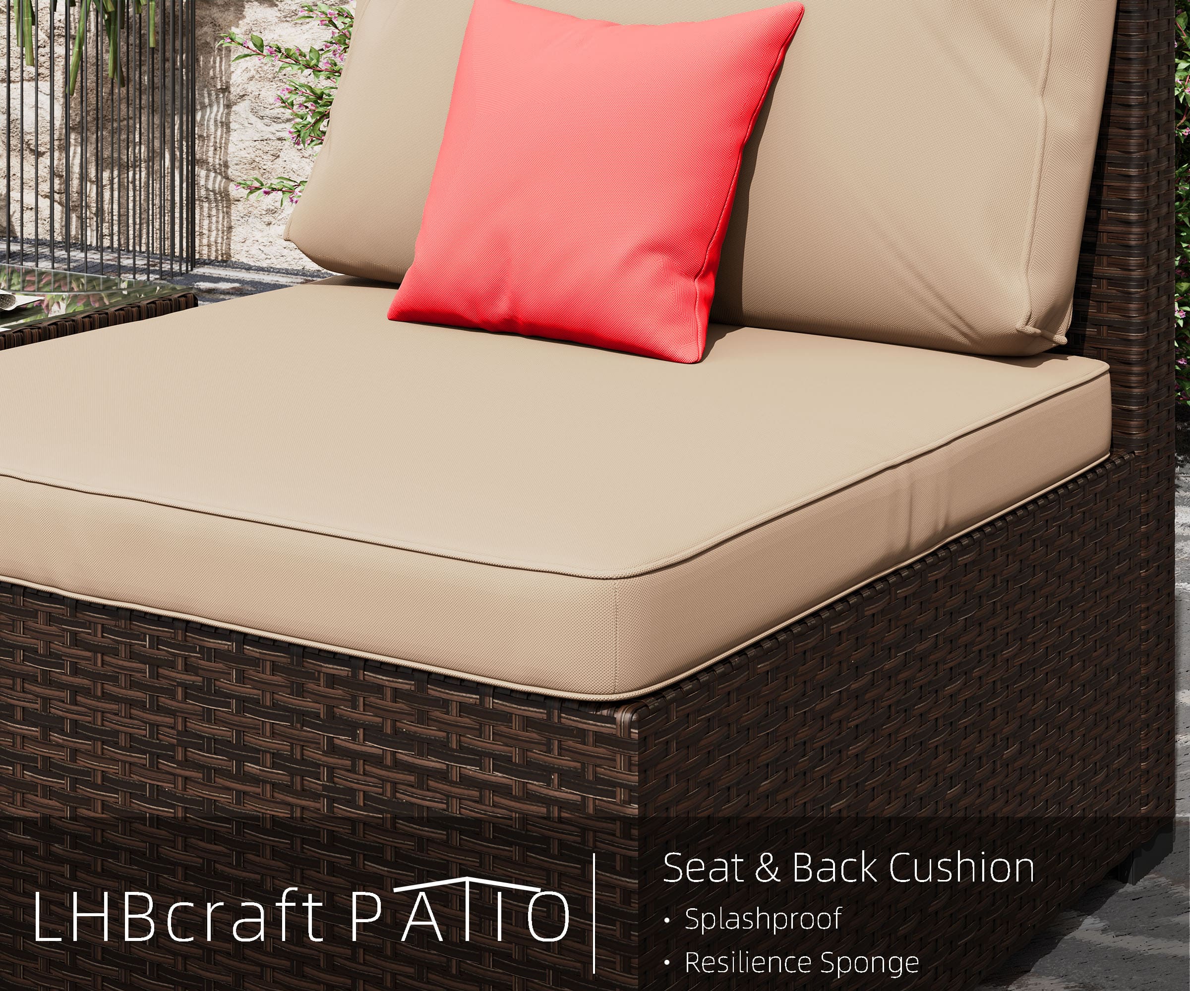 LHBcraft 7 Piece Patio Furniture Set, Outdoor Furniture Patio Sectional Sofa, Brown