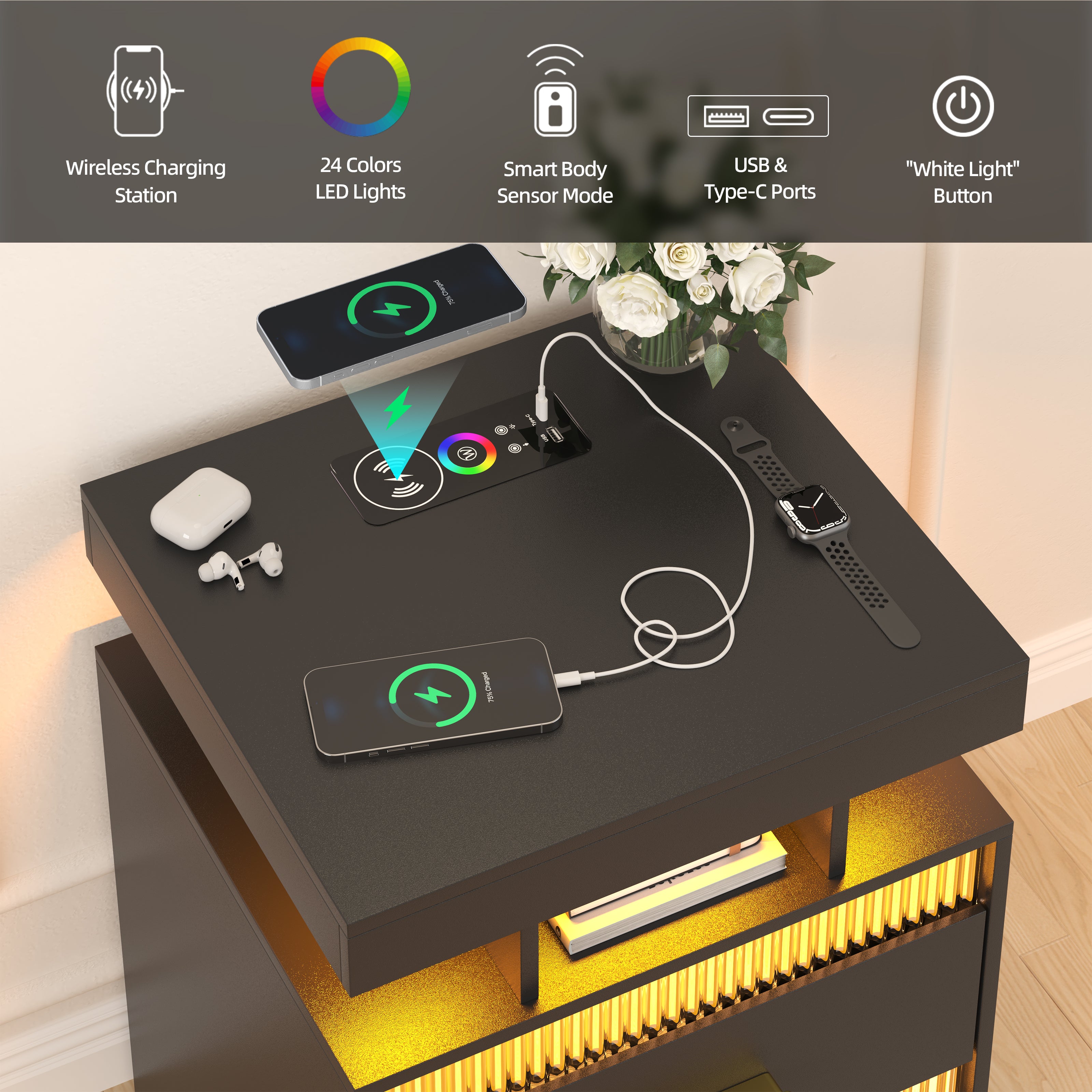 Nightstand with Charging Station