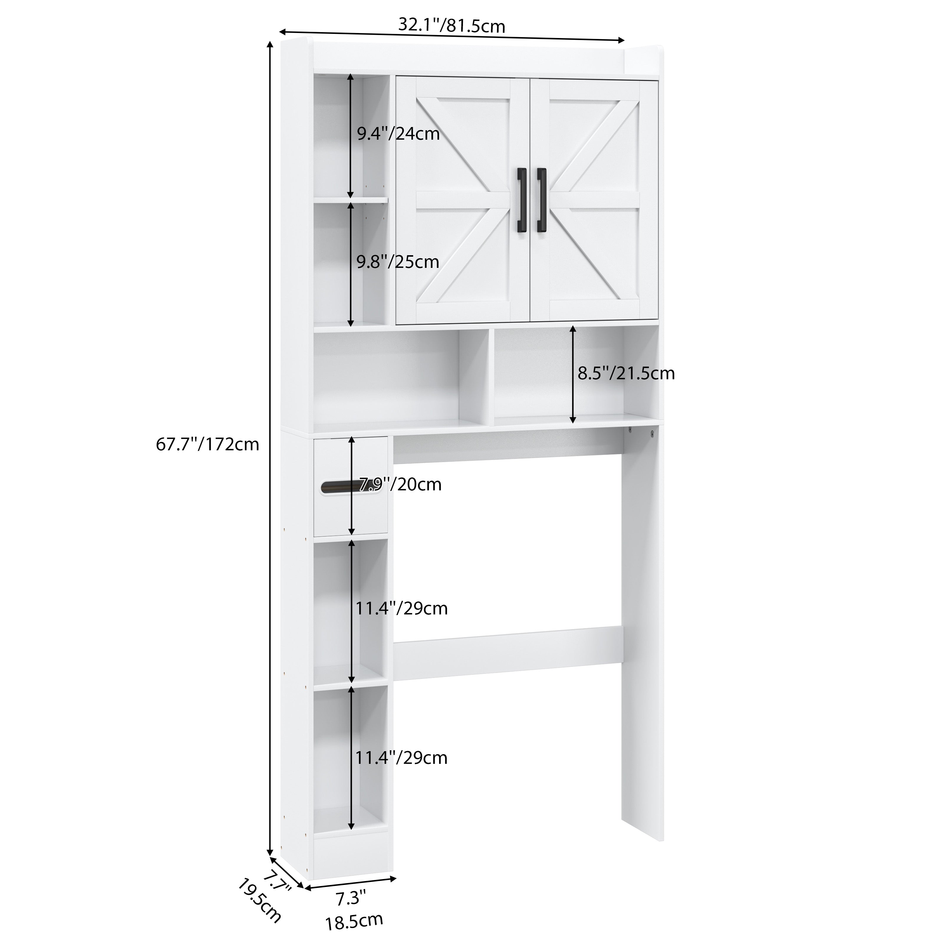 67.7'' H Freestanding Over the Toilet Storage, Bathroom Storage Cabinet