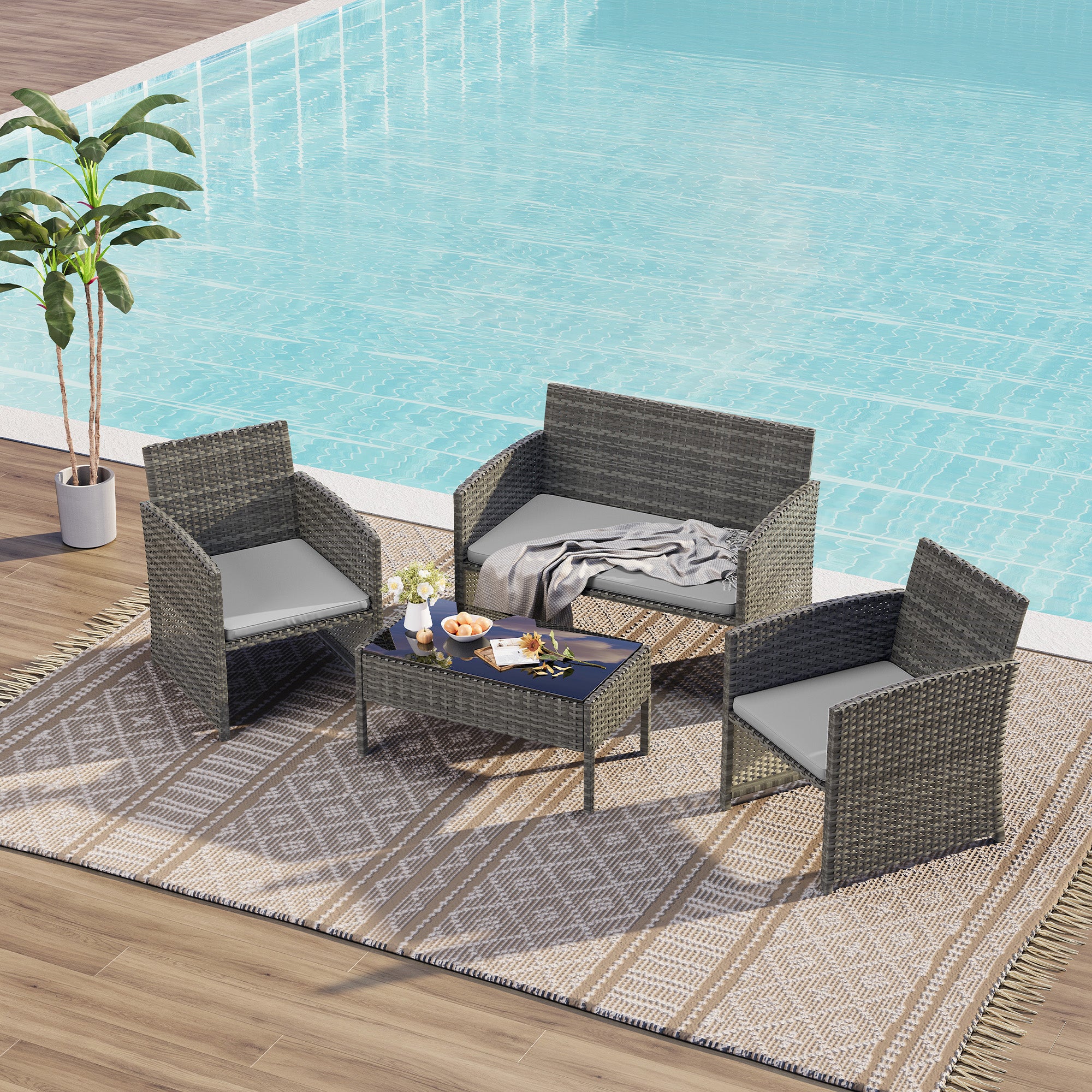 4-Person Patio Seating Group with Cushions