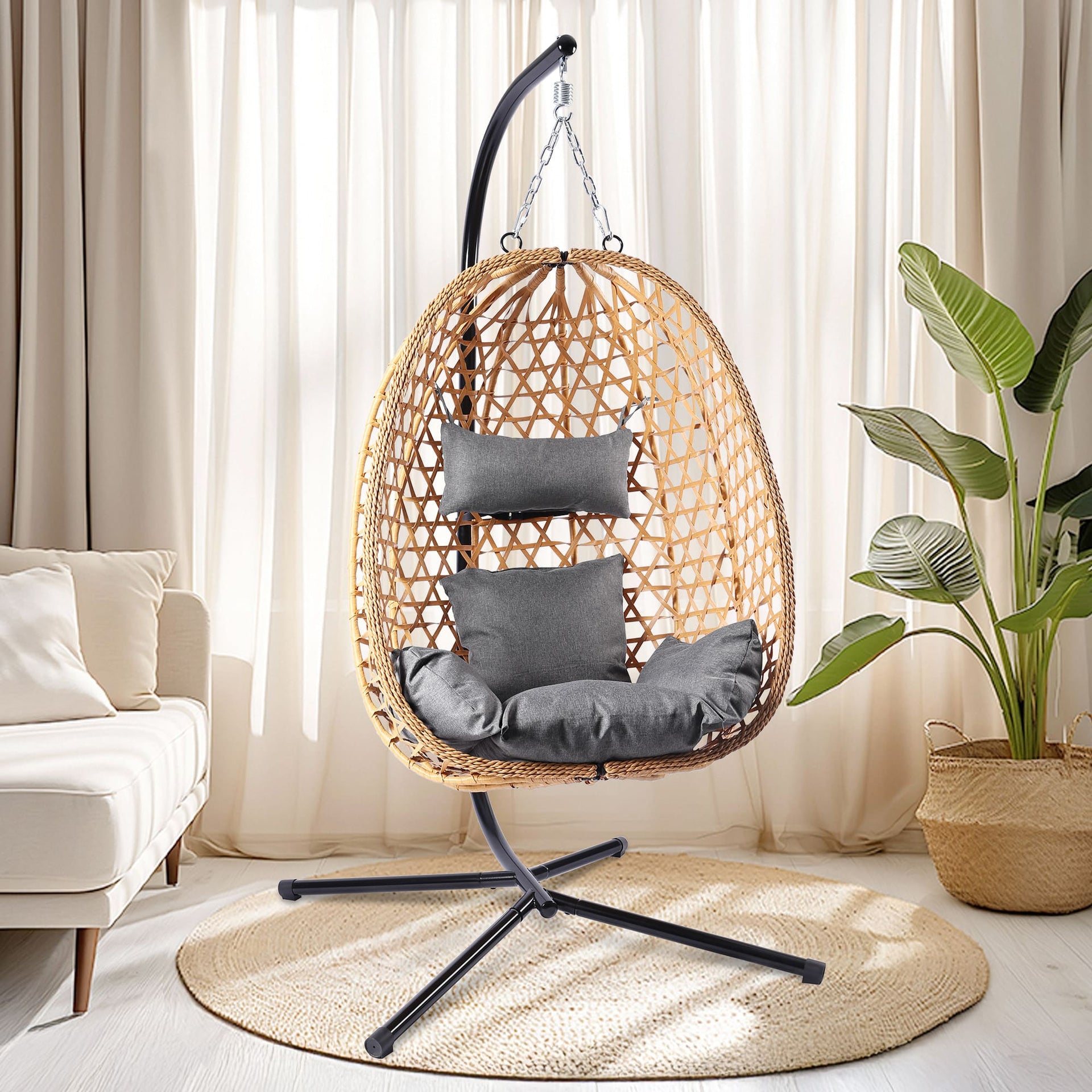 Nanna Ditzel Hanging Wicker Swinging Egg Chair Wicker Hanging Egg