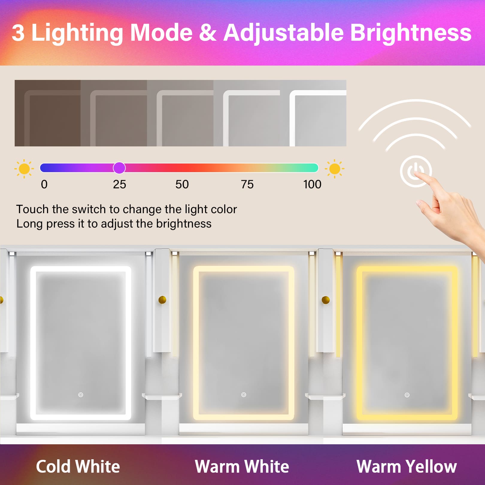 Makeup Vanity Mirror with 16 RGB Colors Light, Large Women Vanity Desk with Touch Screen Mirror & Power Outlet, 4 Cabinet, 2 Shelves & 5 Drawers for Bedroom