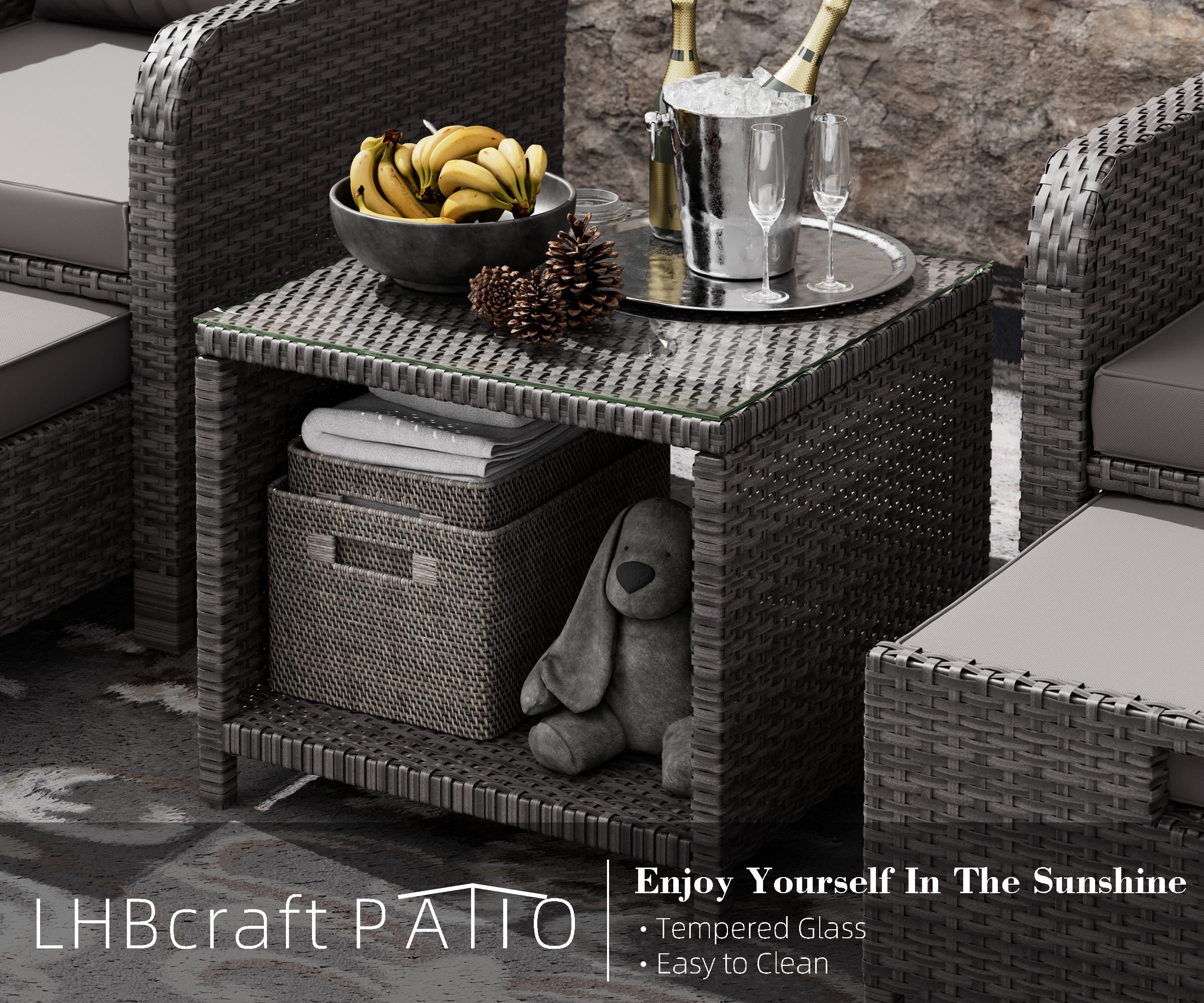 LHBcraft 5 Pieces Wicker Patio Furniture Set	