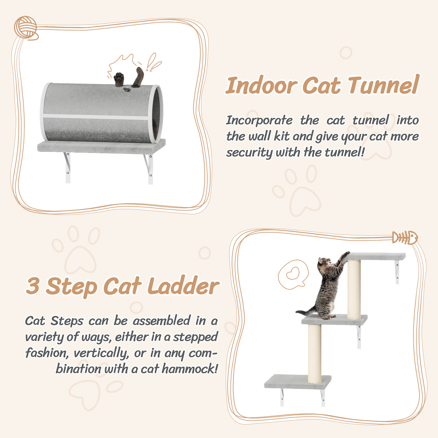 7-in-1 Wall Mounted Cat Climber Set