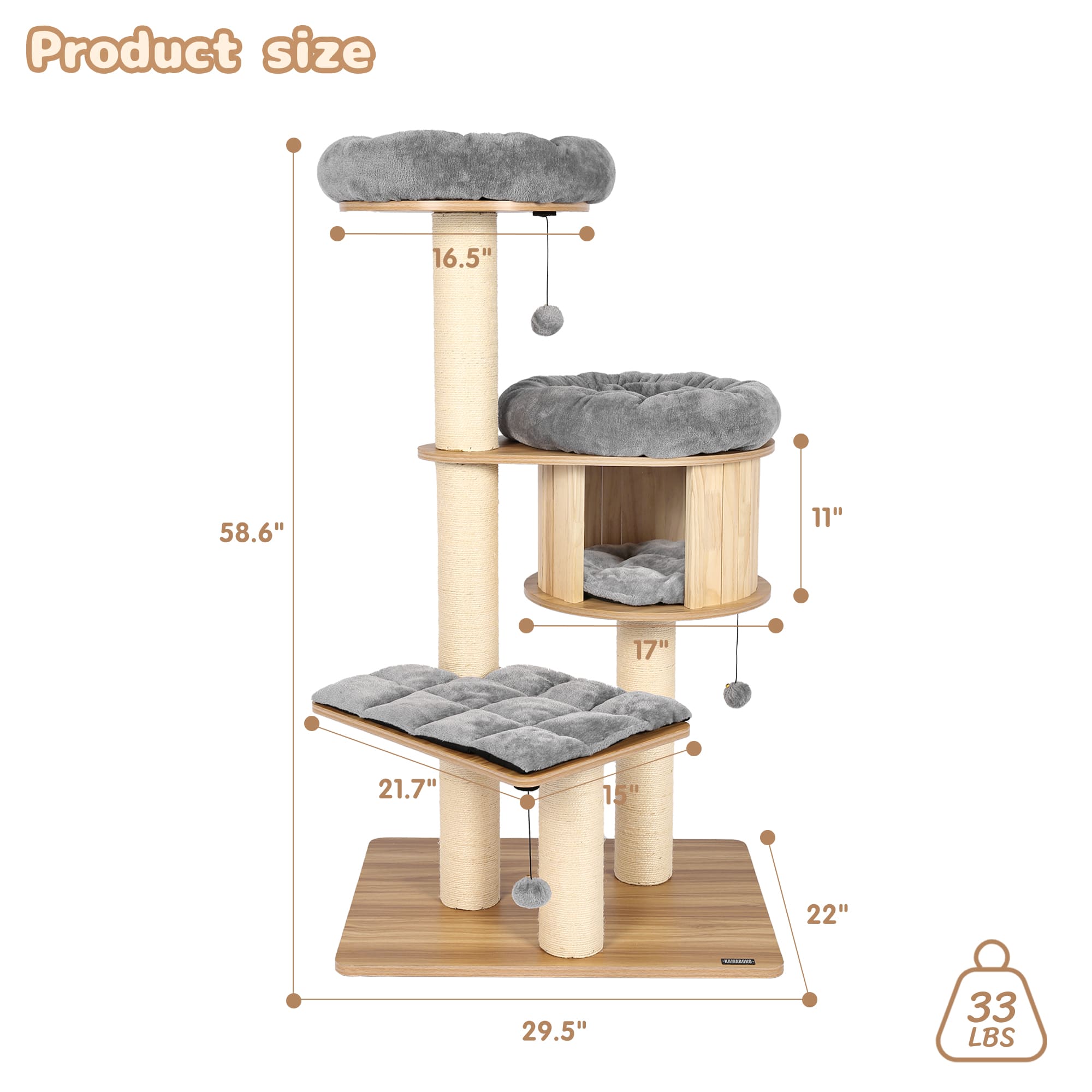 Multi-level cat tree featuring cozy condo and perching platforms