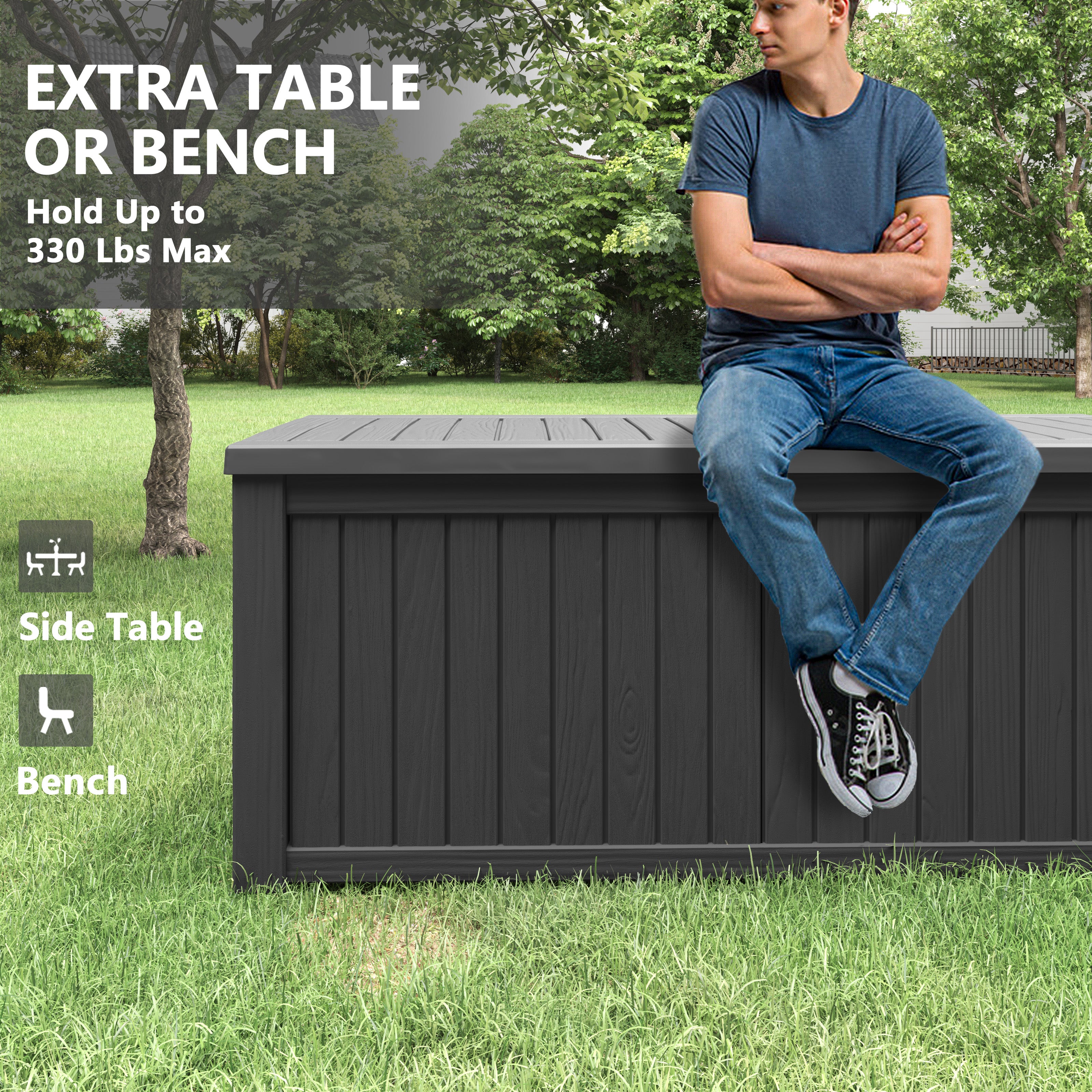 150-Gallon Weatherproof Deck Box: Spacious, Durable, Easy Assembly