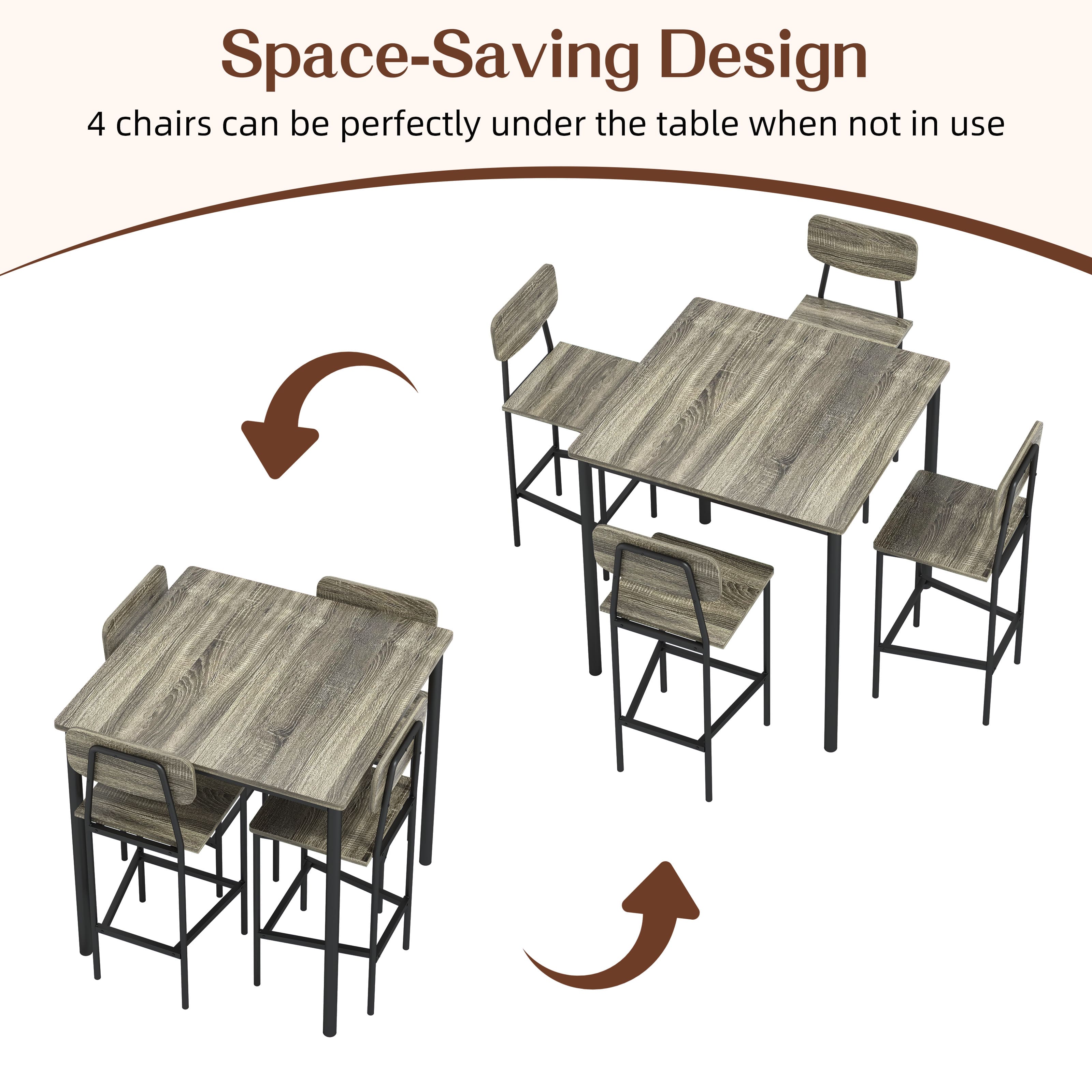 Space-saving 5-piece dining set ideal for small kitchens and apartments