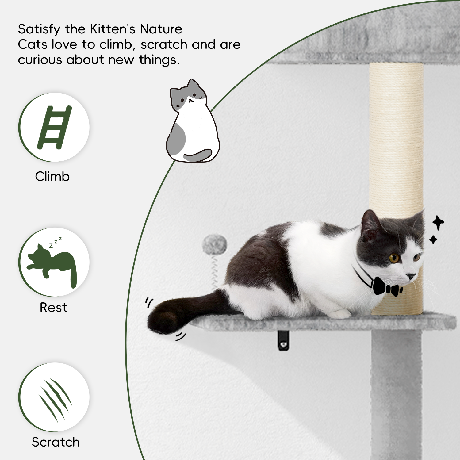 High Wall Mounted Cat Climbing Tower