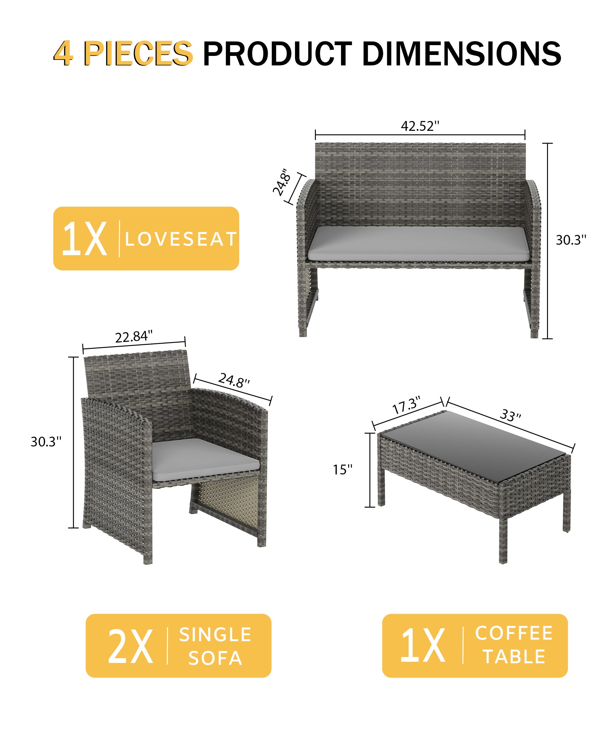 4-Person Patio Seating Group with Cushions